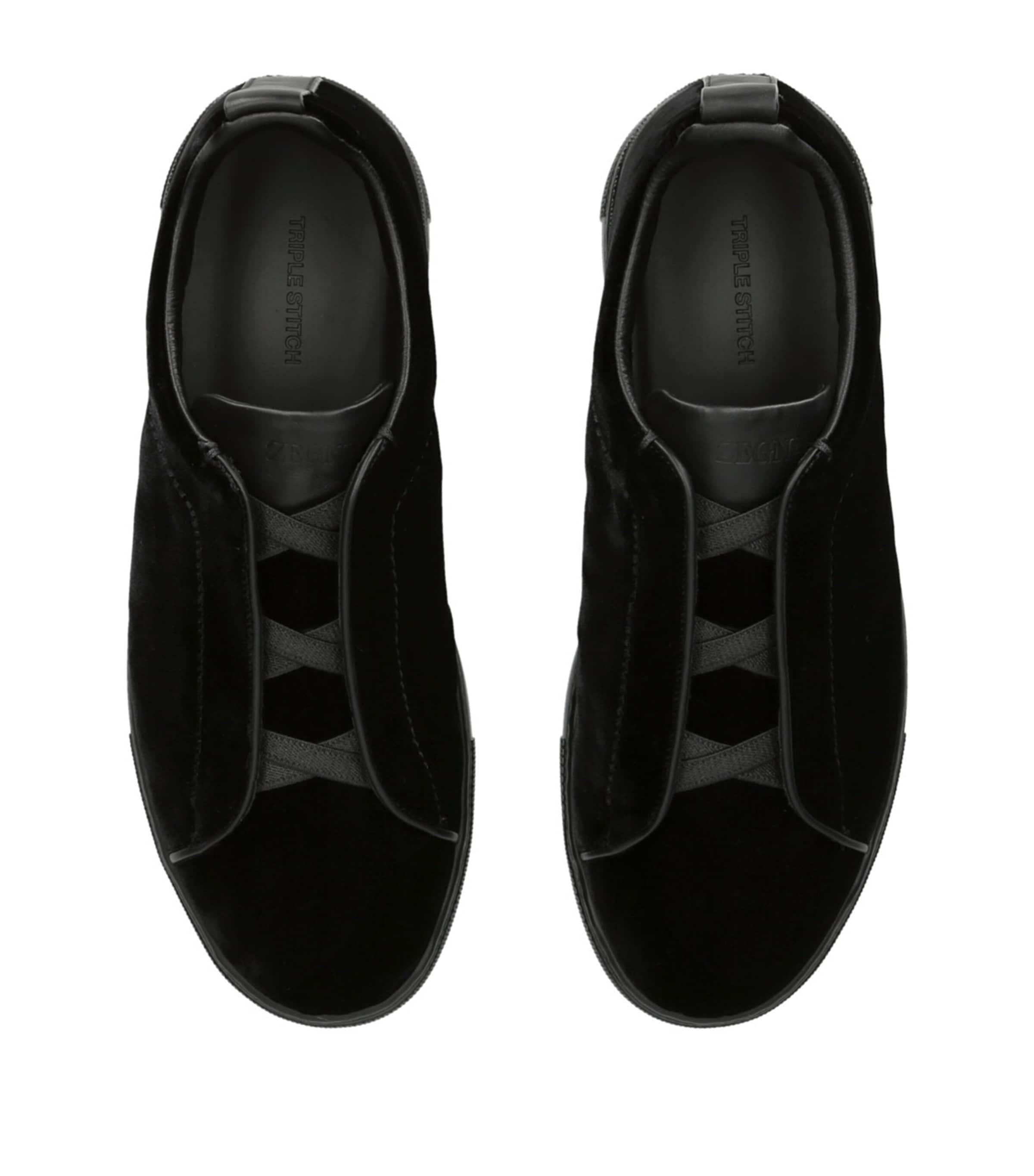 Velvet Triple Stitch Sneakers BLACK Image 4