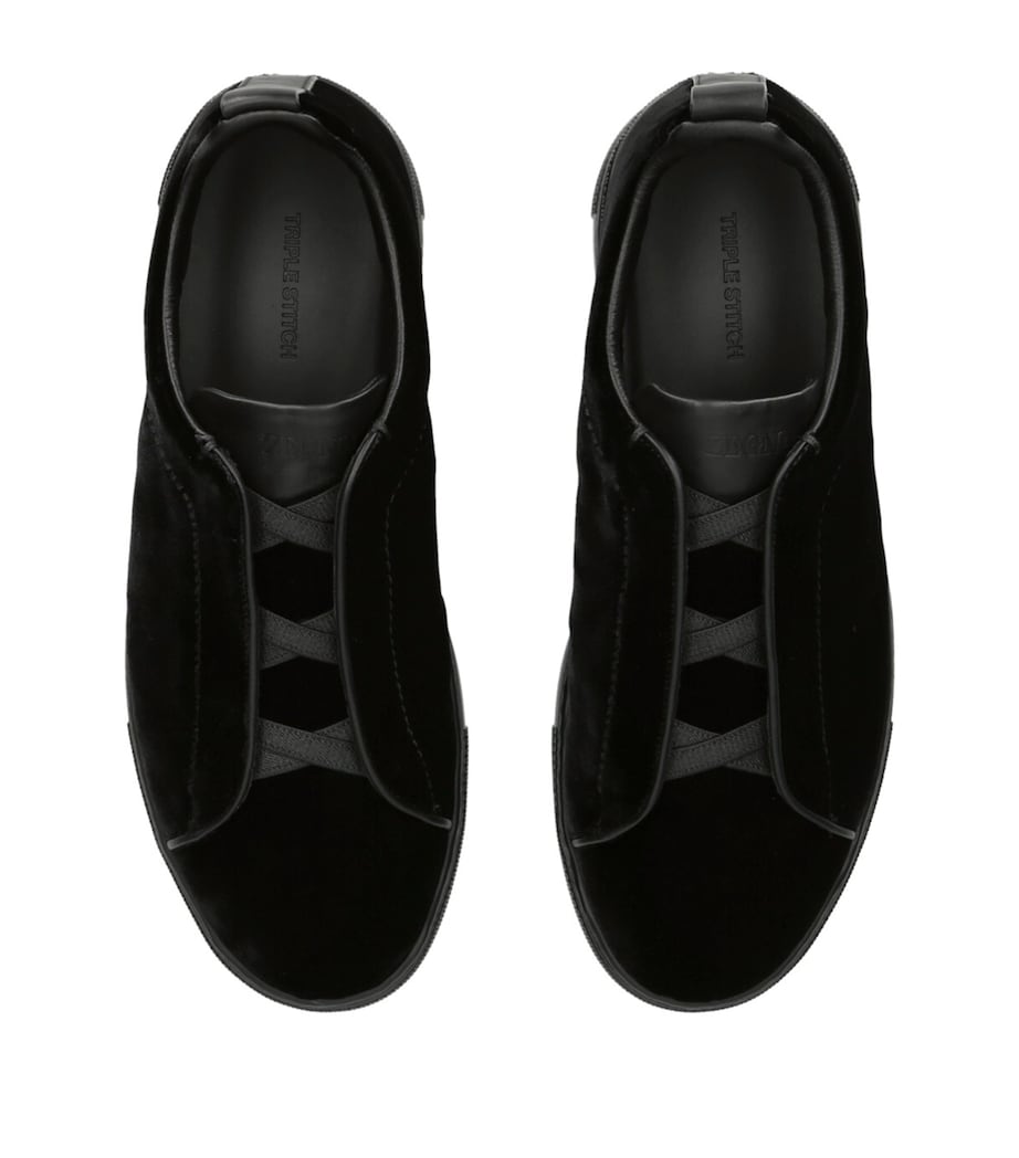 Velvet Triple Stitch Sneakers BLACK Image 4