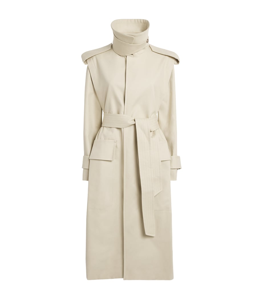 Victoria Beckham Womens Cotton Philippa Trench Coat Beige Image 1