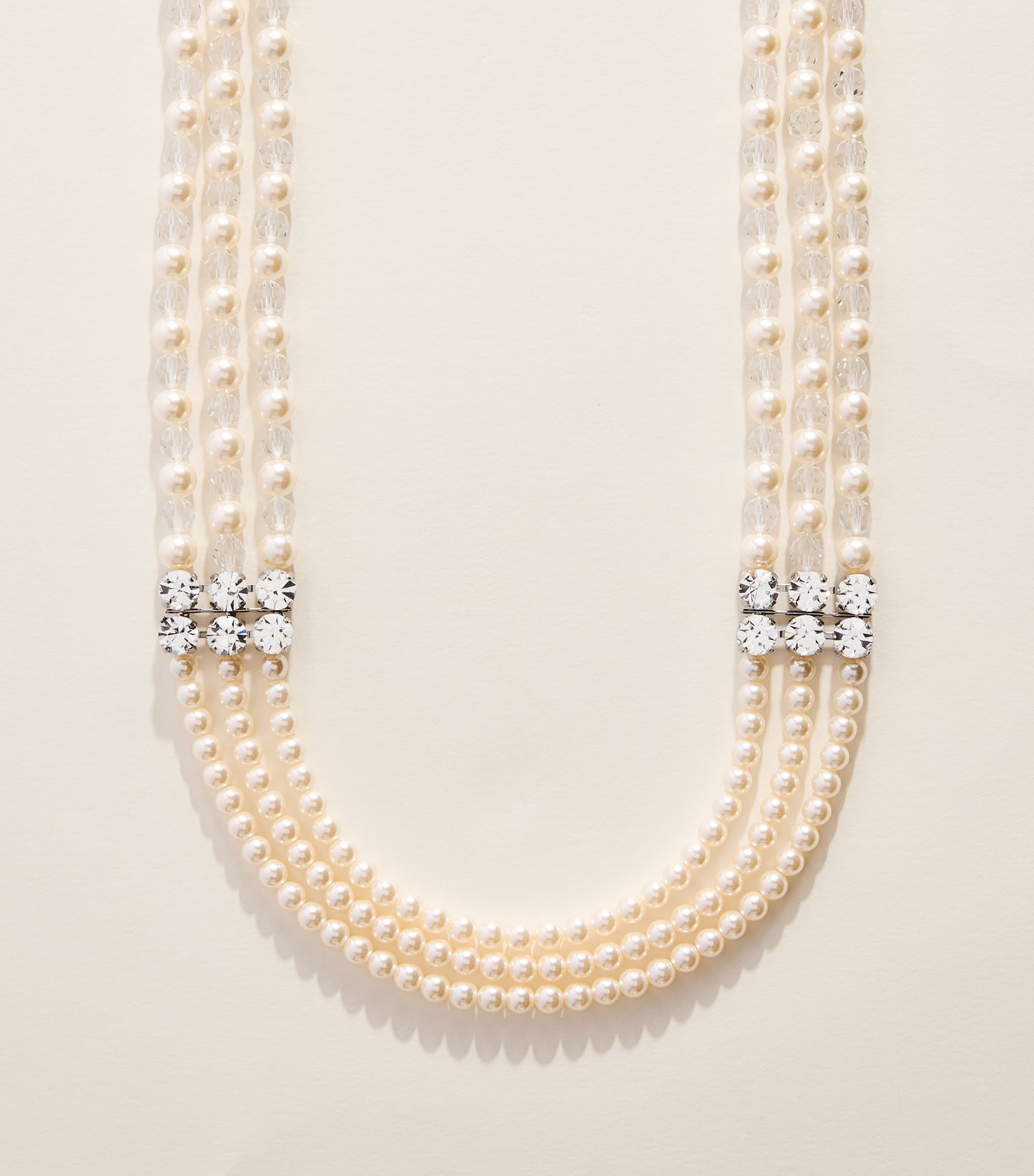 Alessandra Rich Faux Pearl Layered Necklace Cry Silver Image 3