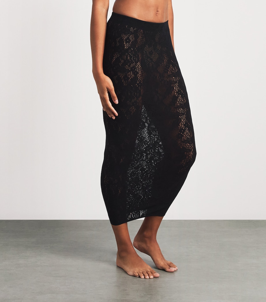 Wolford Womens Infinite Rose Net Skirt Black Image 2