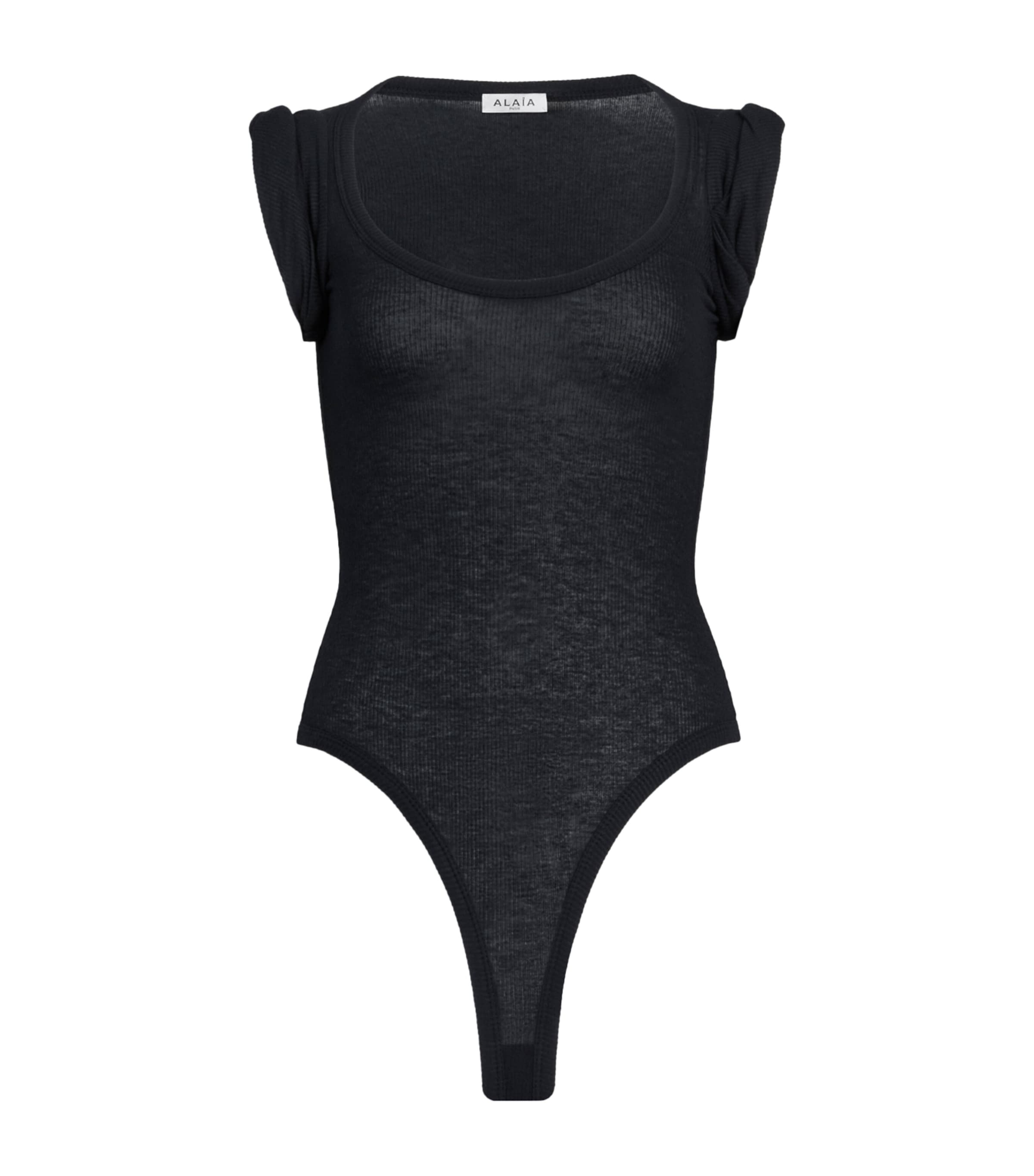 Alaïa Womens Ribbed Bodysuit Noir Image 1
