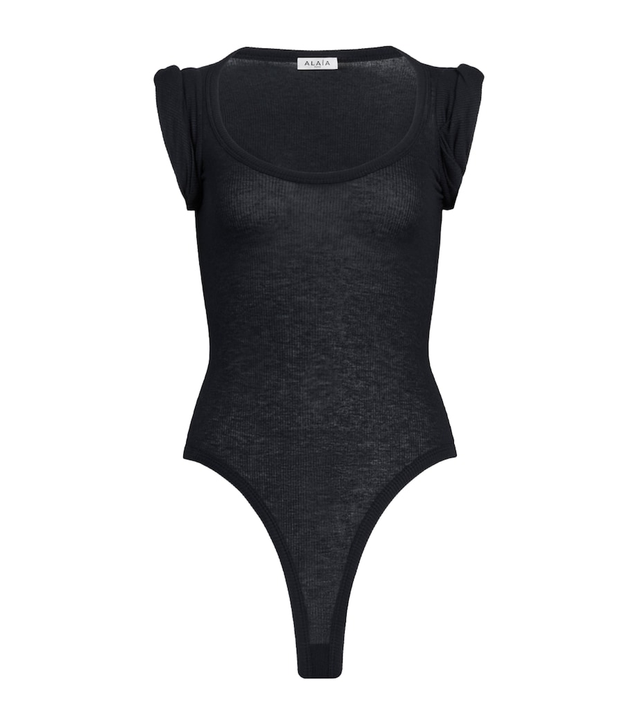Alaïa Womens Ribbed Bodysuit Noir Image 1
