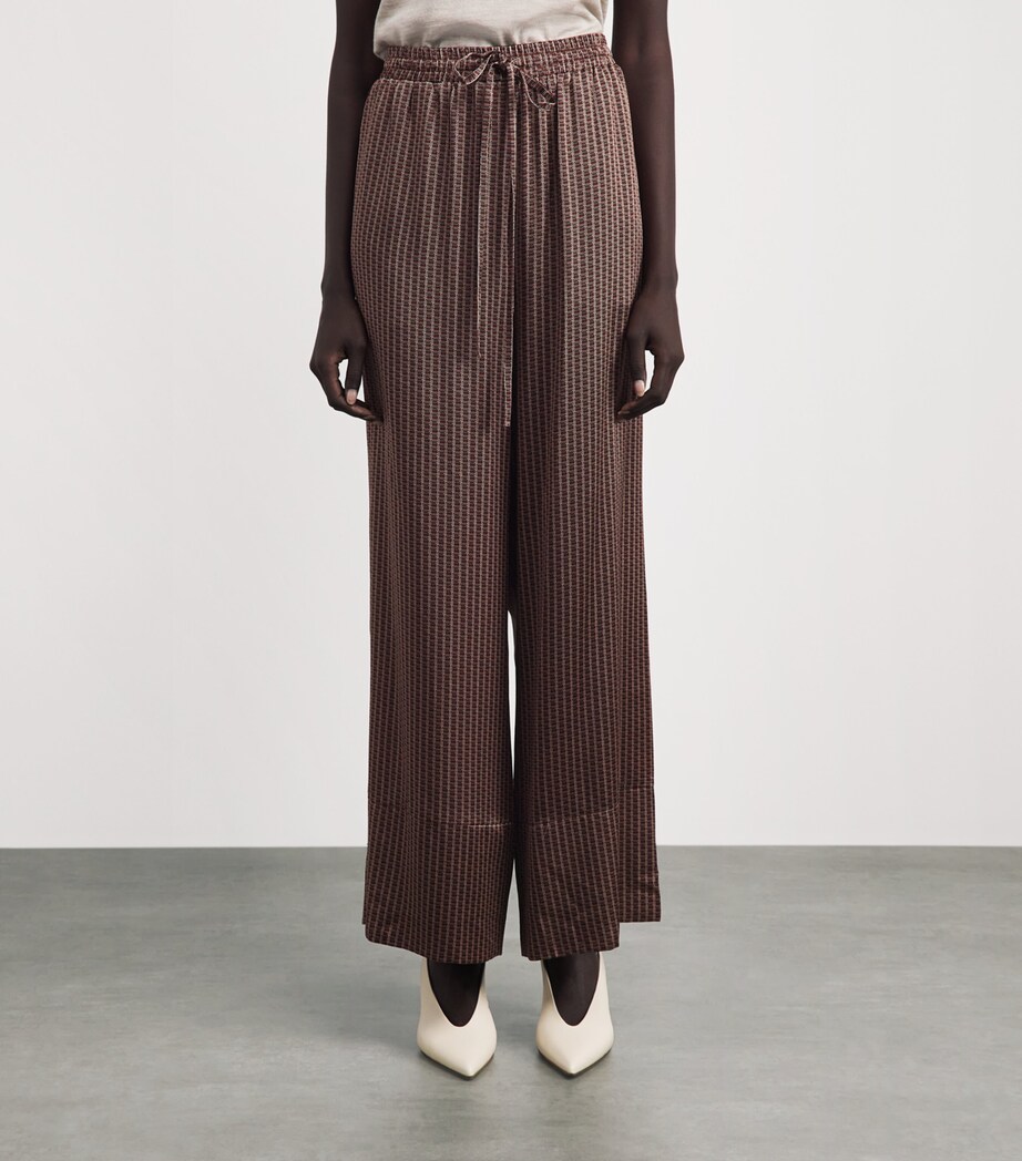 Laura Pitharas Womens Silk Printed Drawstring Trousers Choclate Lp Sqr Prnt Image 4