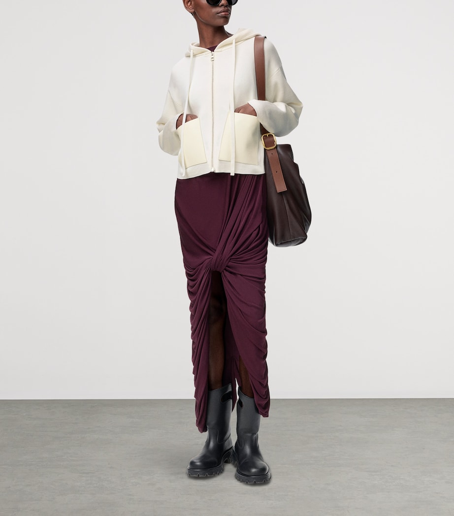 Wool Leather-Pocket Hoodie WHITE Image 2