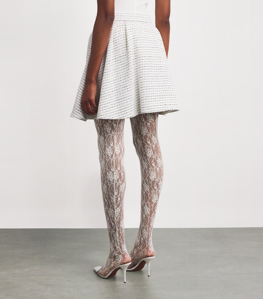 Tweed Embellished Mini Skirt 0822 WHITE-BLACK Image 4