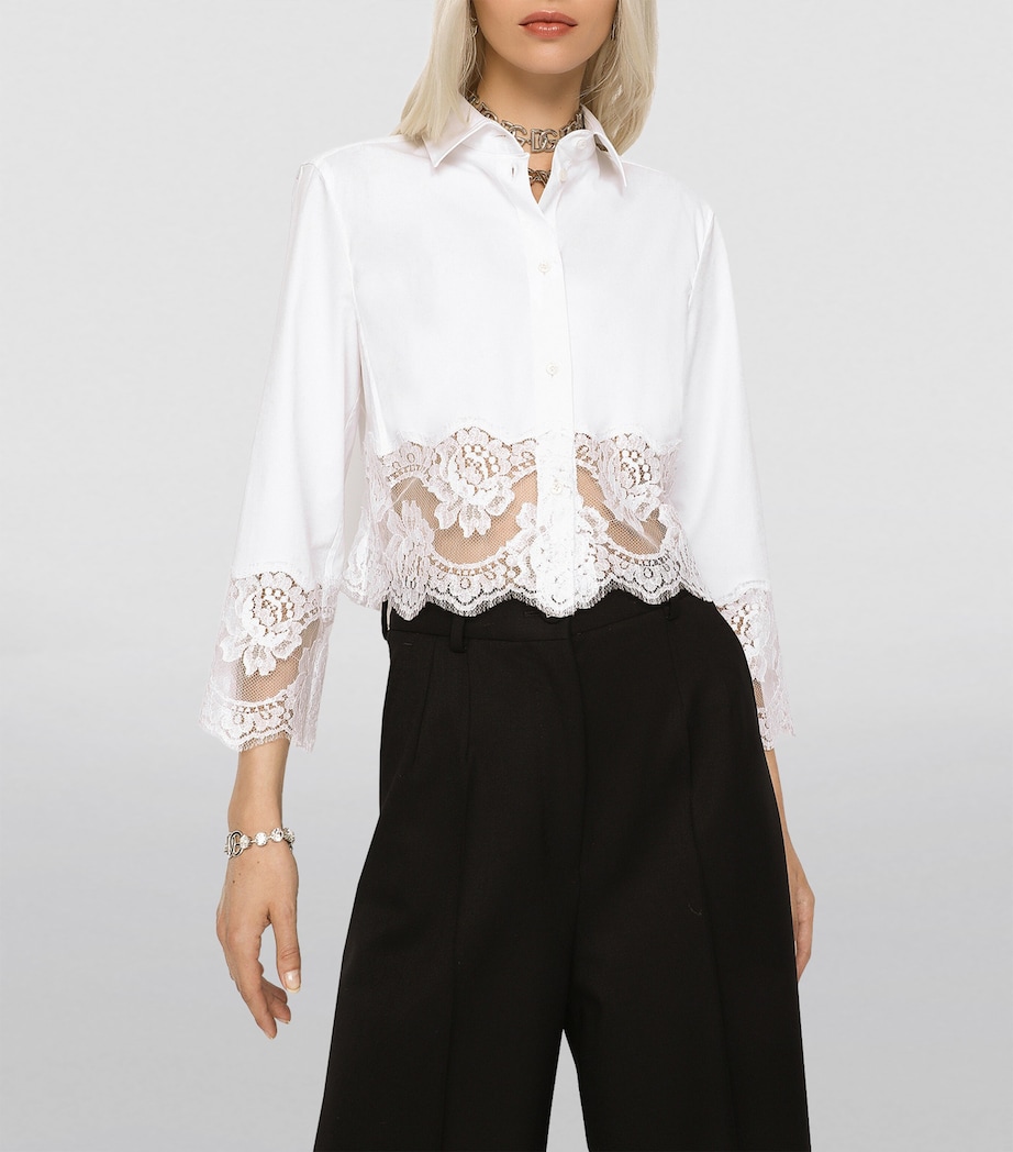 Cropped Lace-Trim Shirt W0800-OPTICAL WHITE Image 6