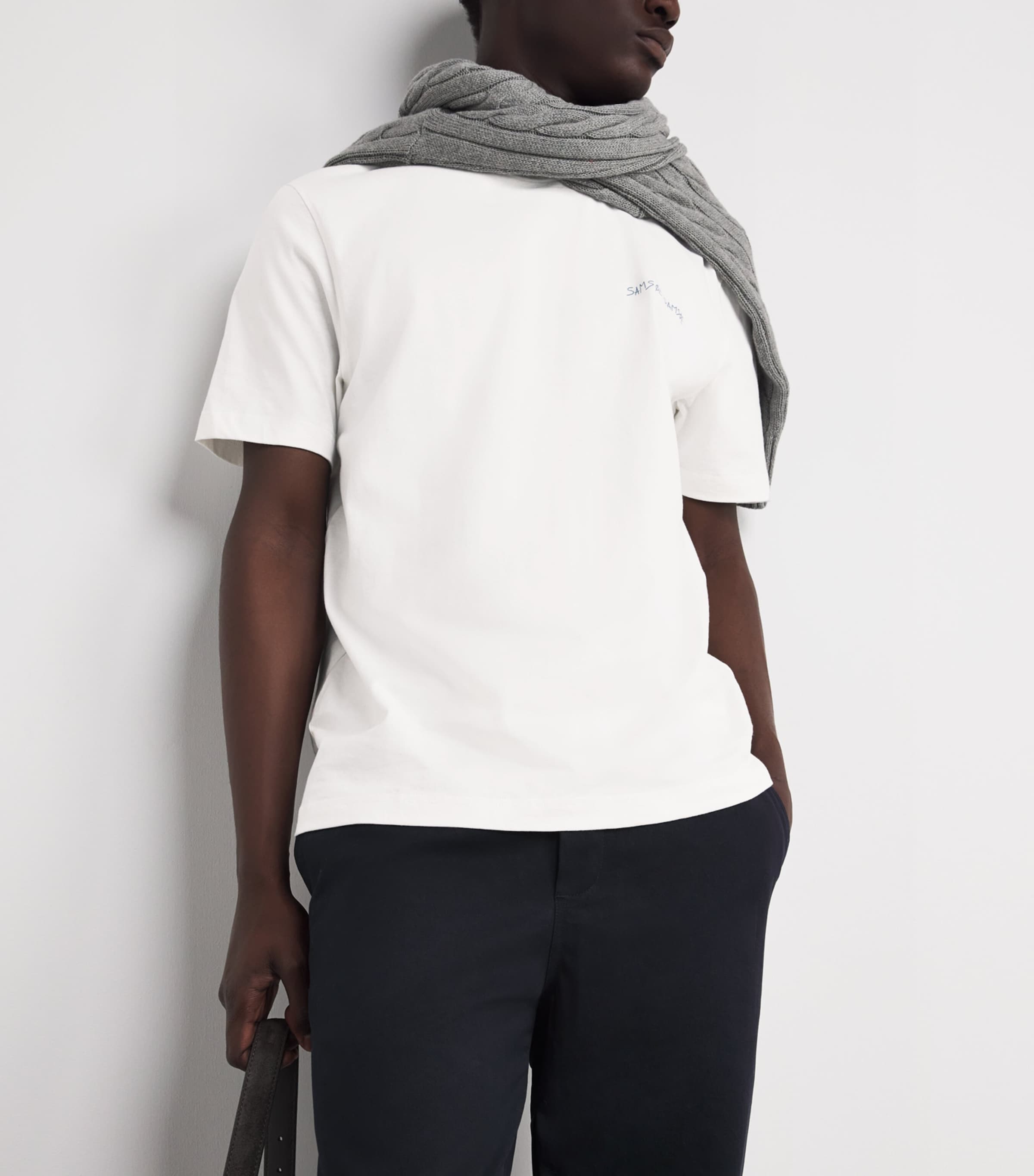 SAMSOE SAMSOE Mens Cotton Dinner T-Shirt Oatmeal Feast Image 6