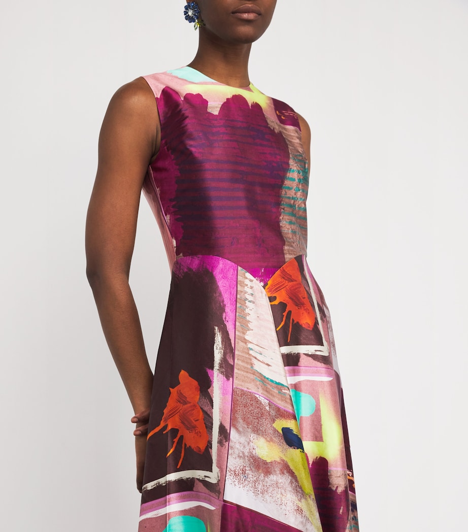 Silk Printed Lette Midi Dress LILAS PICTORIAL PRNT Image 4