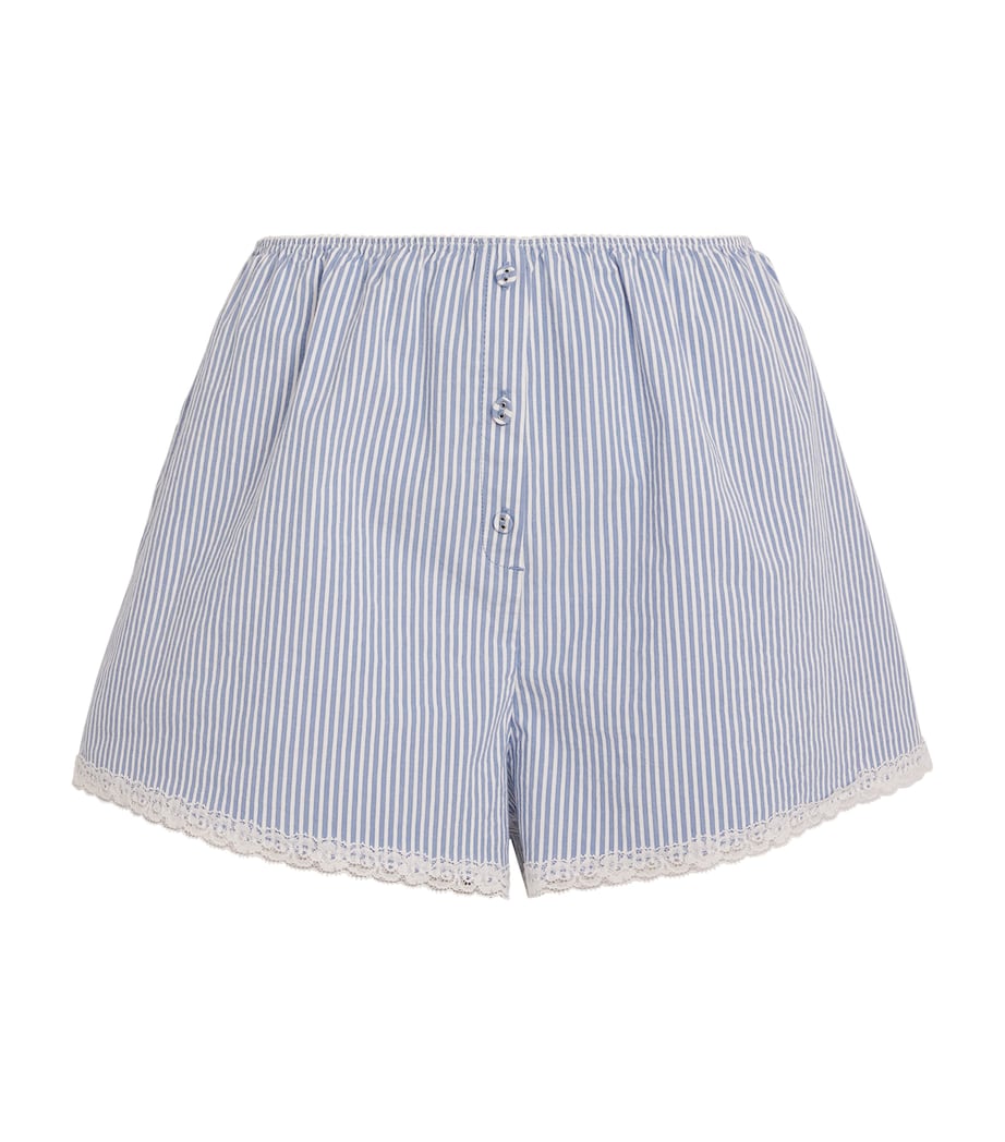 Cotton Poplin Sleep Shorts CADET STRIPE Image 1