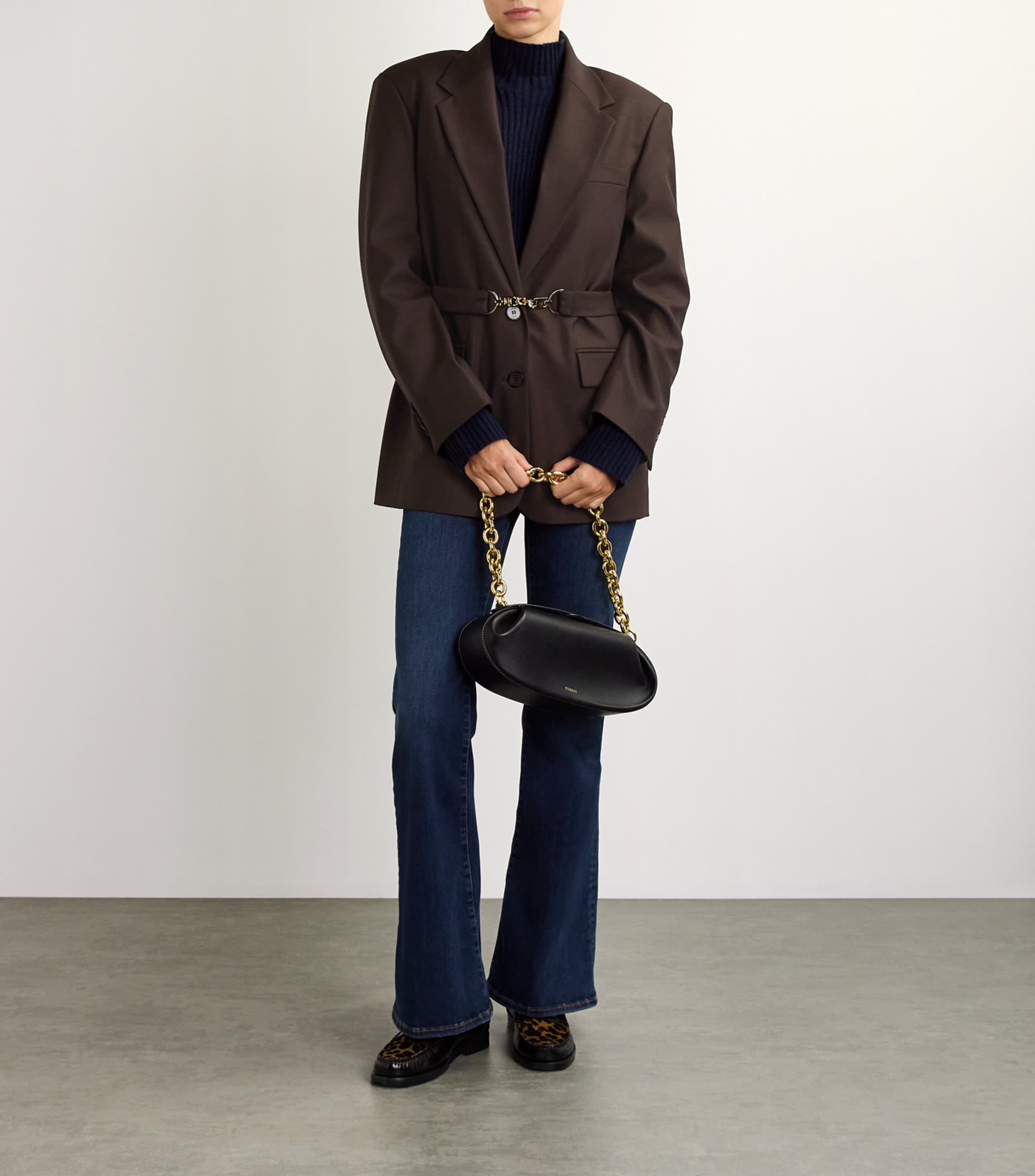 Chain-Detail Blazer BROWN Image 2