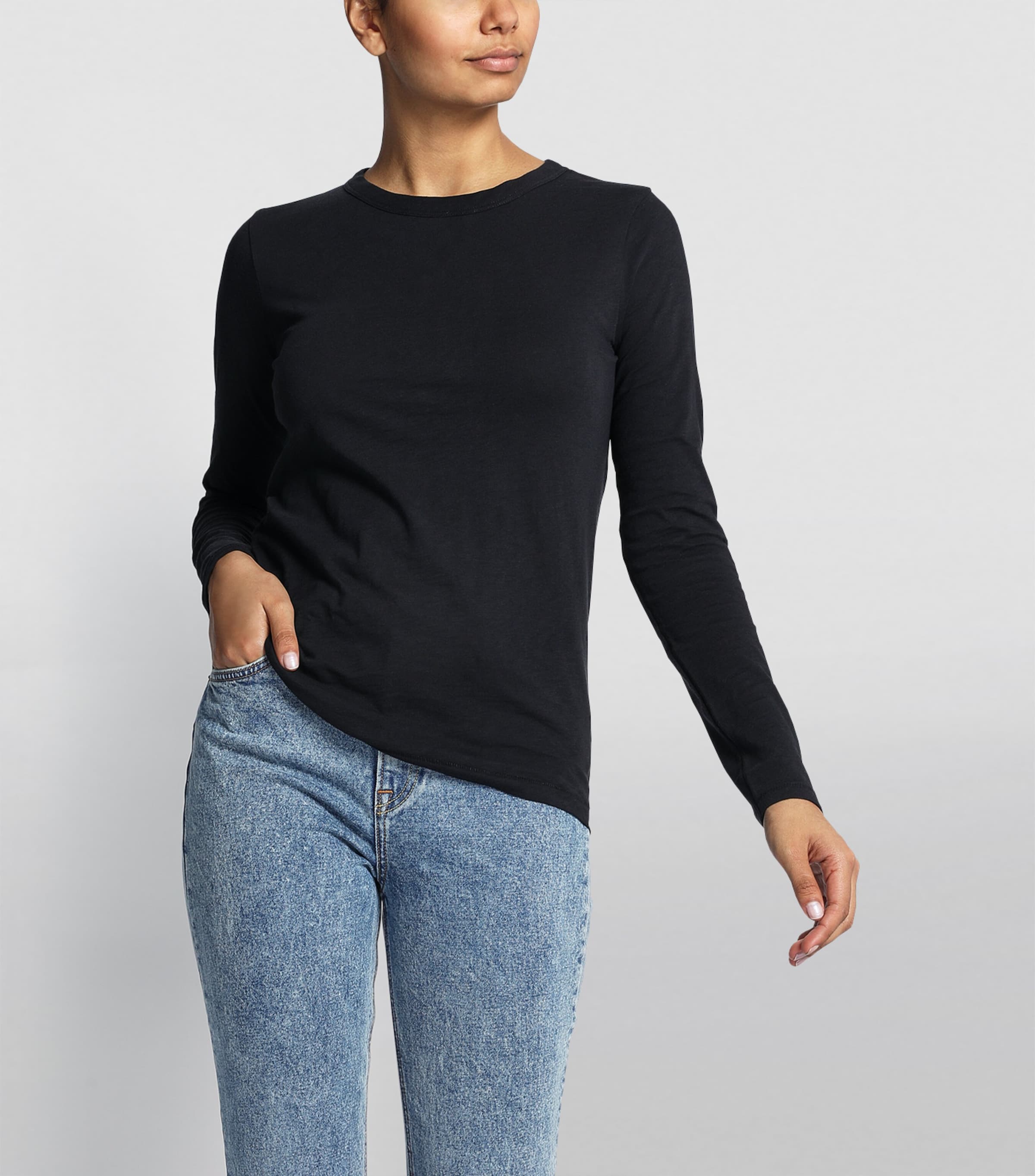 long-sleeve cotton T-shirt BLACK BLACK Image 3