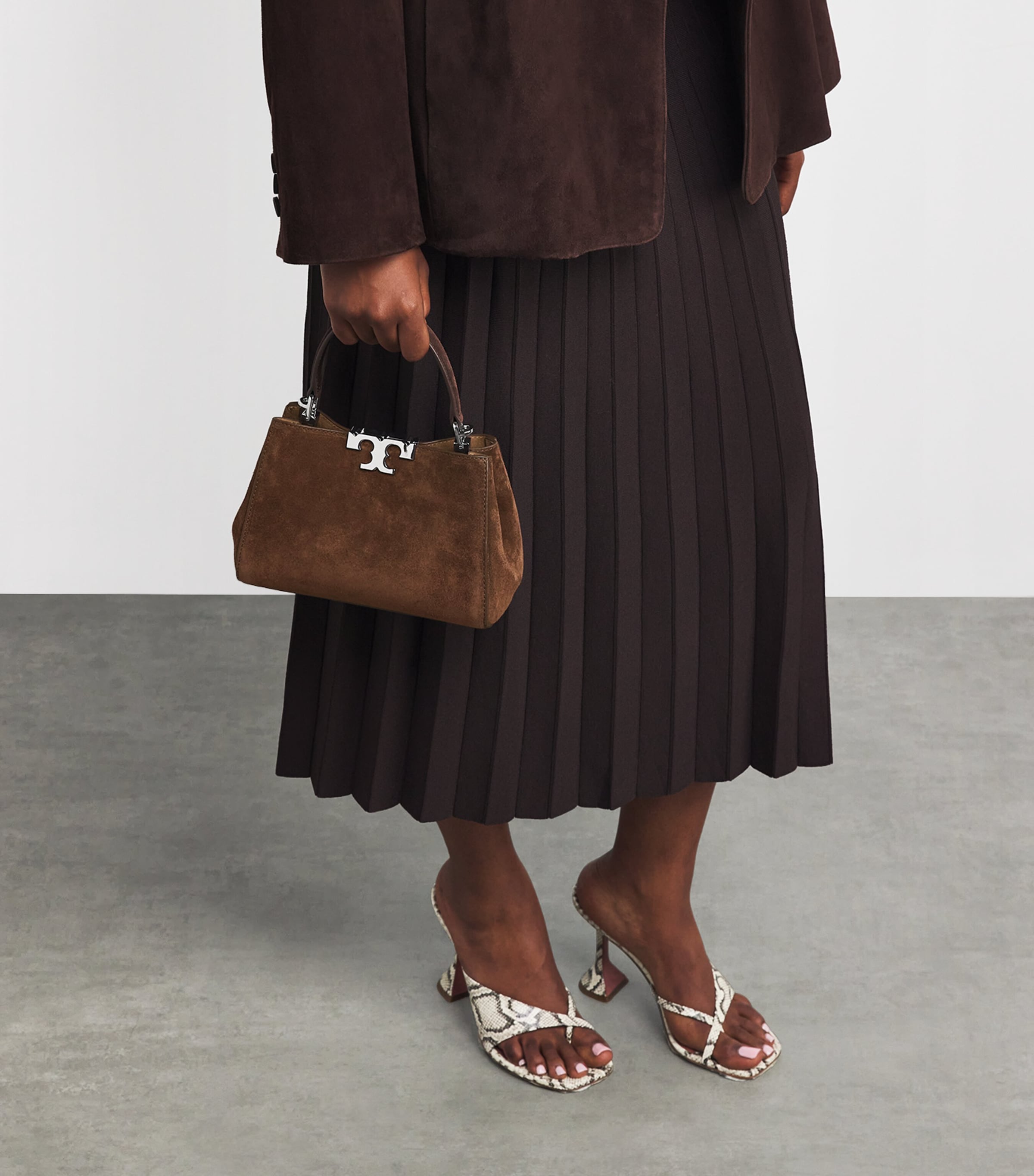 Mini Suede Eleanor Top-Handle Bag DARK COCOA Image 5