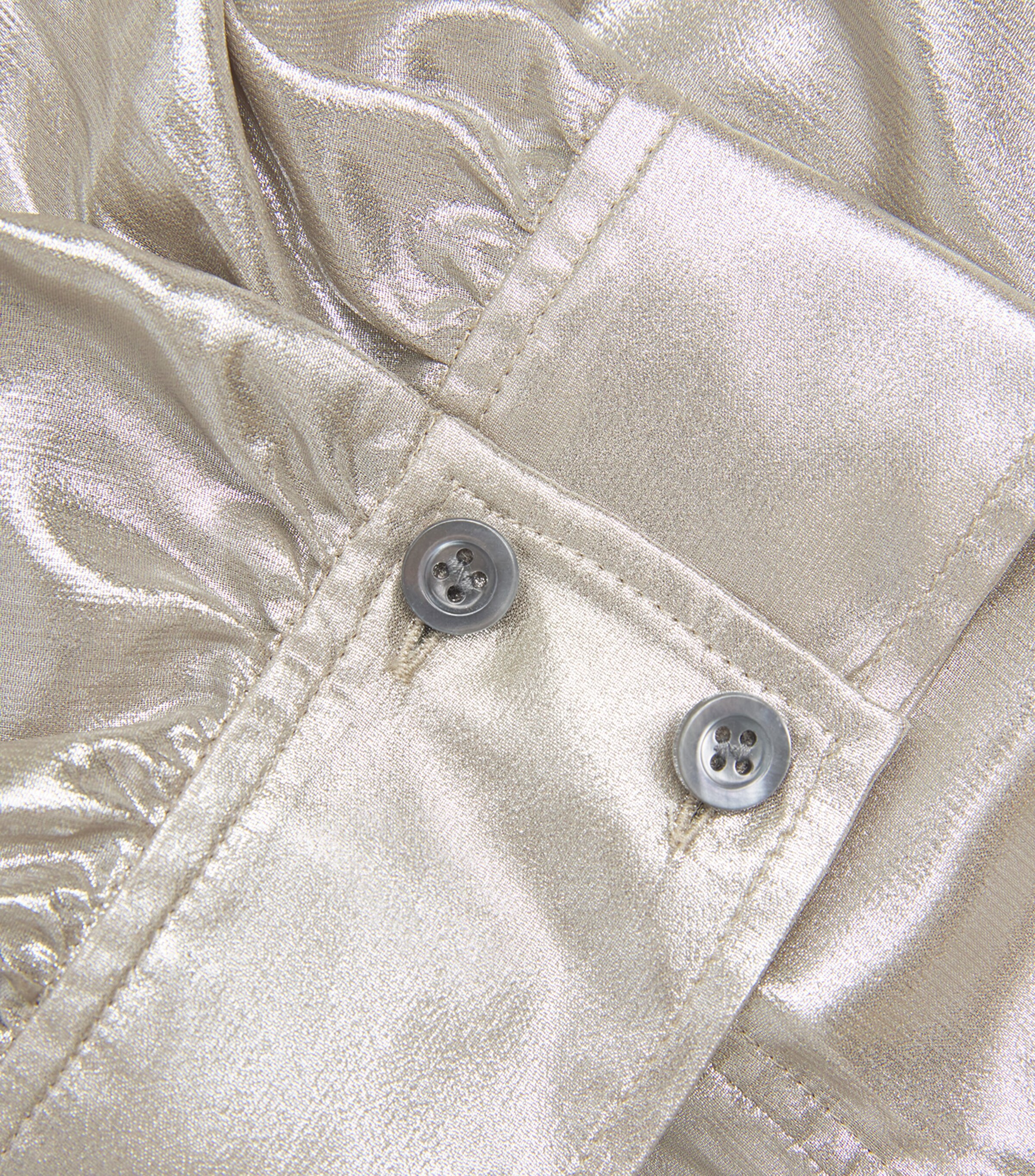FRAME Womens Silk Gillian Top Silver Lame Image 5