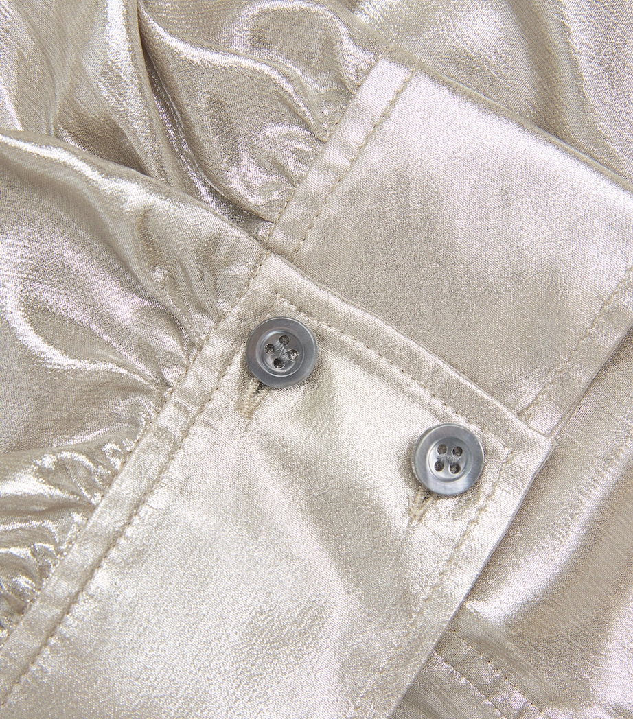 FRAME Womens Silk Gillian Top Silver Lame Image 5