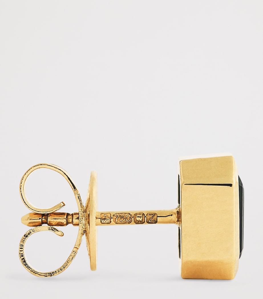 Medium Yellow Gold and Emerald Stud Earrings YELLOW GOLD Image 4