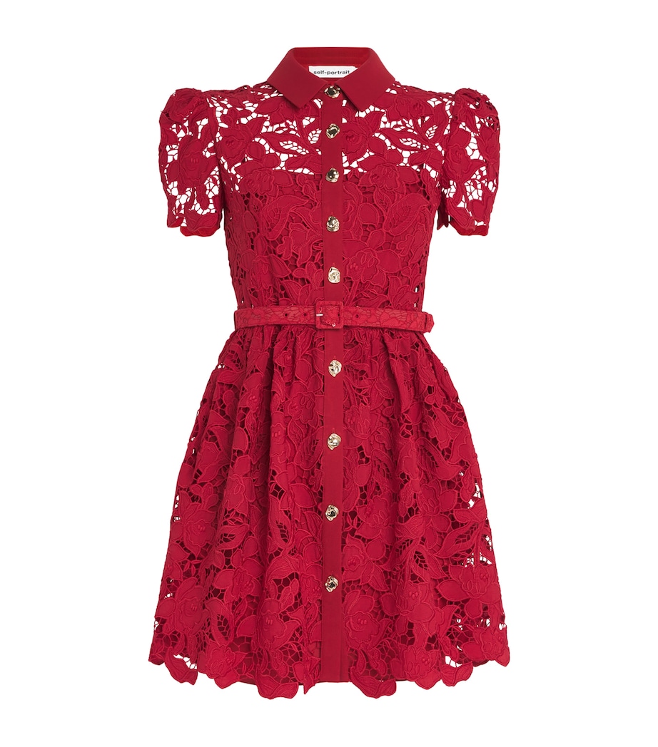 Lace Belted Mini Dress BURGUNDY Image 1