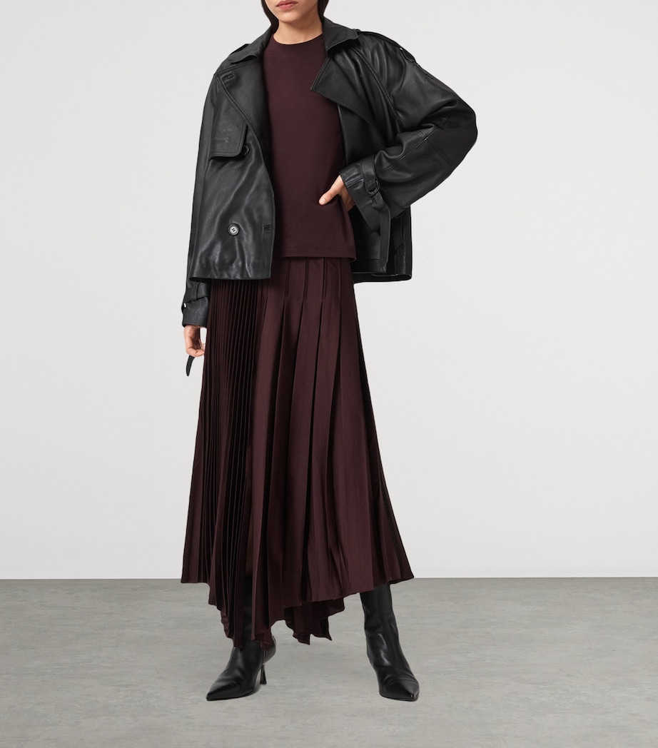 AllSaints Womens Pleated Jax Skirt Oxblood Red Image 3
