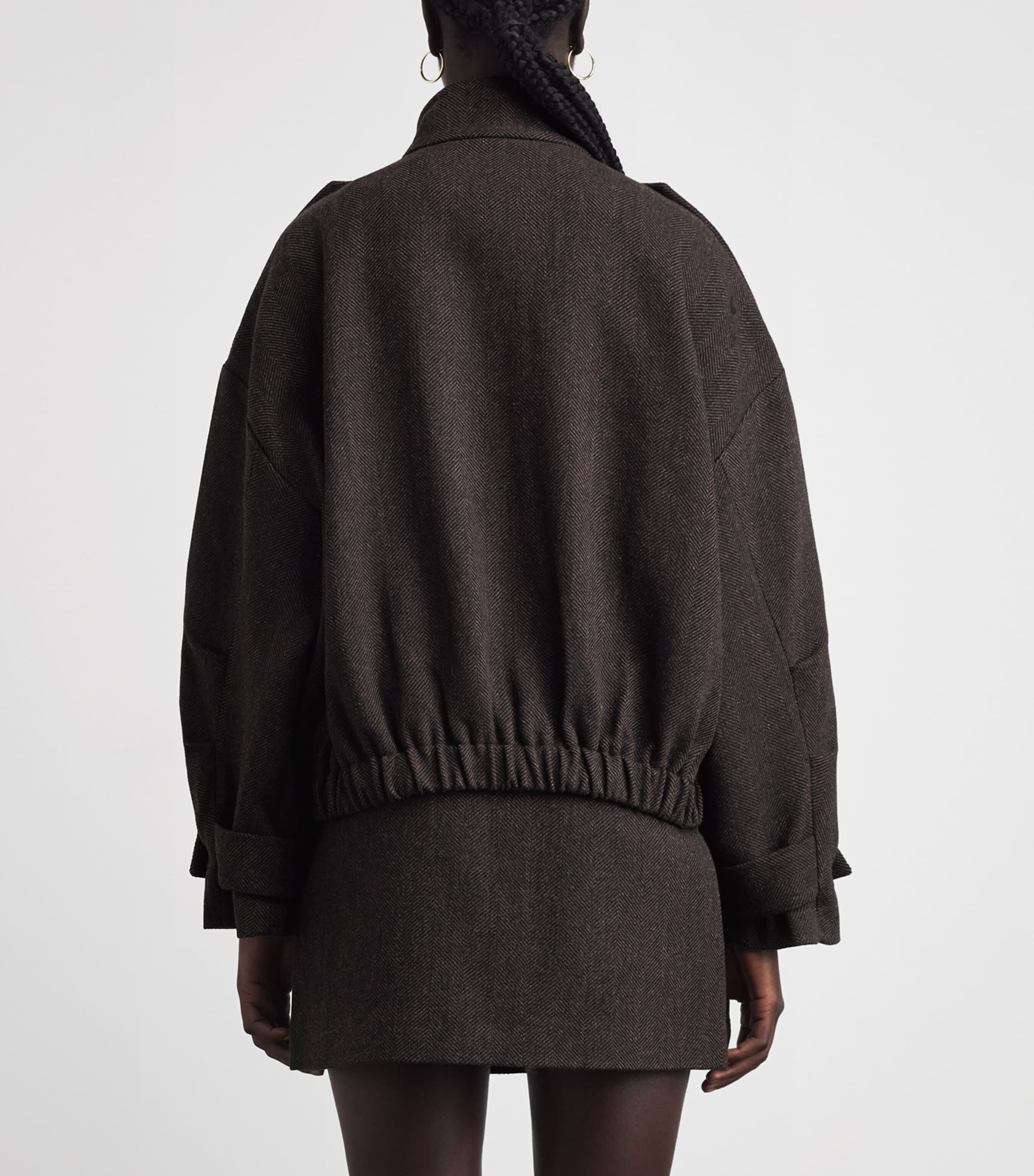 Maje Womens Wool-Blend Oversized Jacket Dark Brown Image 5