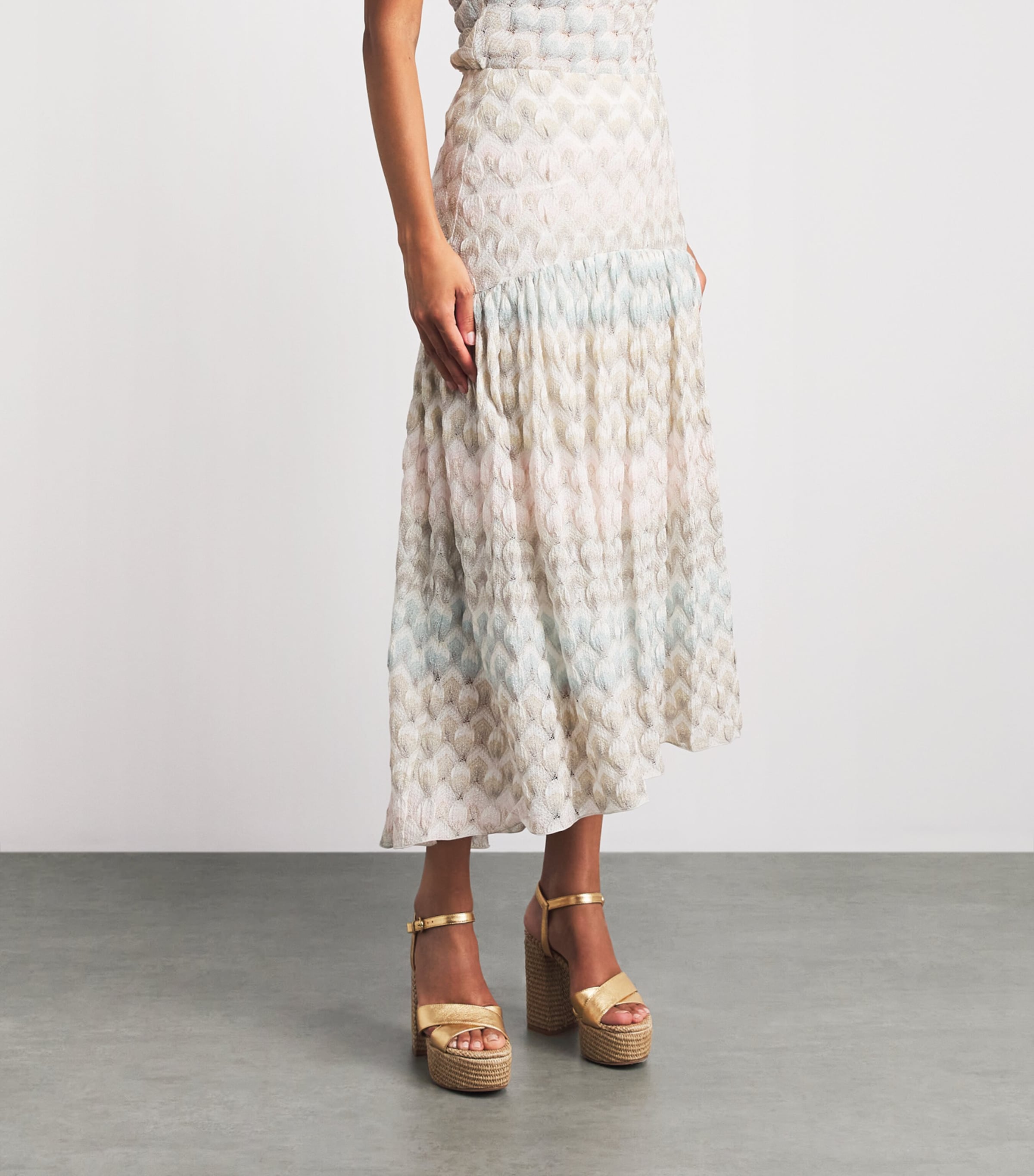 Missoni Womens Lamé Lace Motif Midi Skirt Smsqb Multi B/p/w/y Image 4