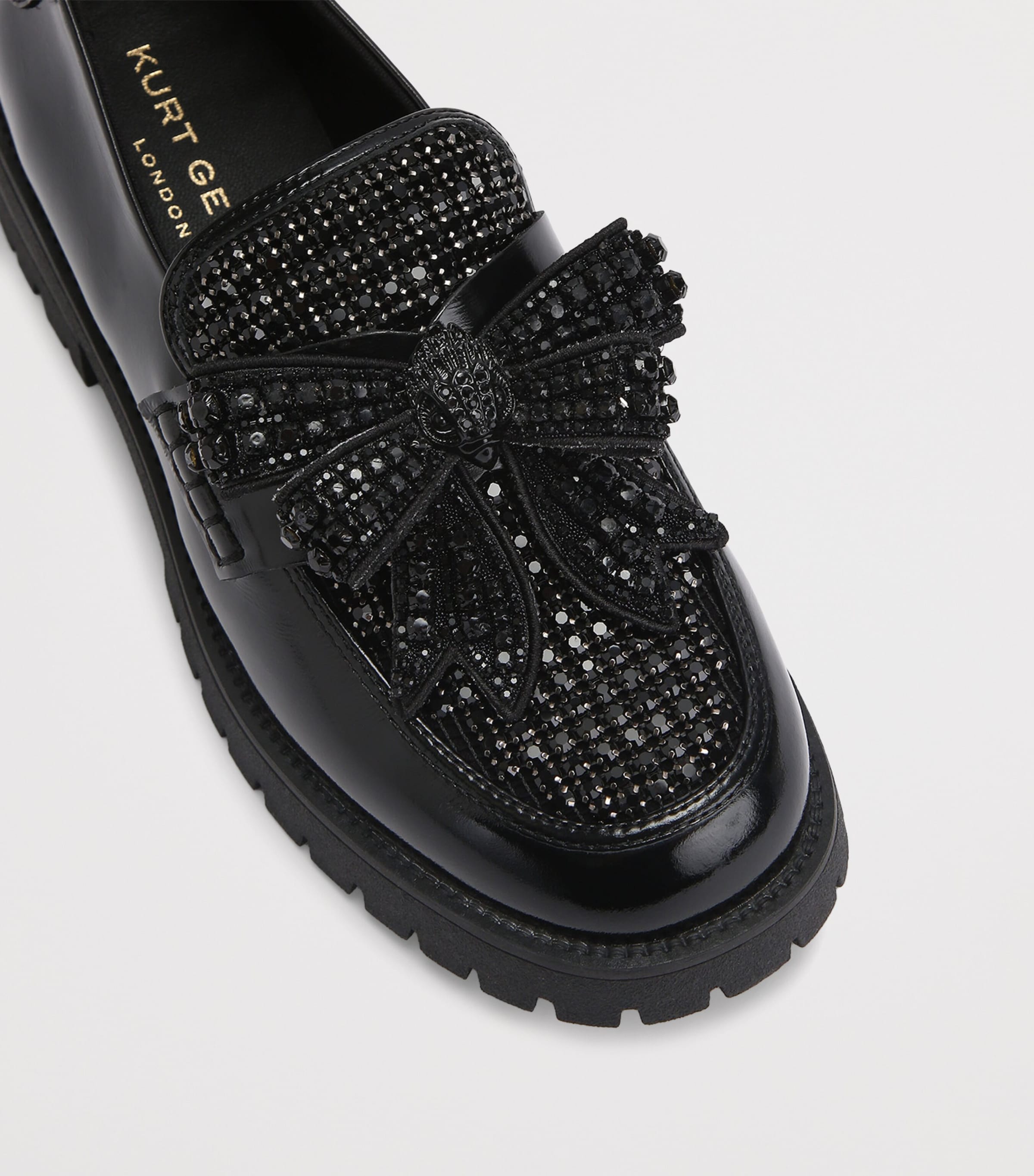Kurt Geiger London Leather Embellished Bow Loafers Black Image 3