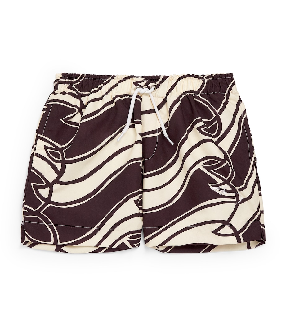 Mumzers Wave Parade Print Swim Shorts (3-14 Years) Brown Wave Print Image 1