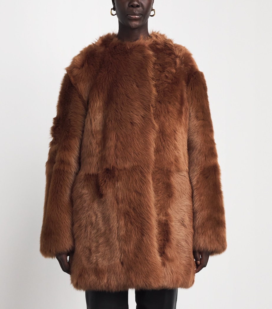 Toteme Womens Shearling Short Coat Ginger Image 4