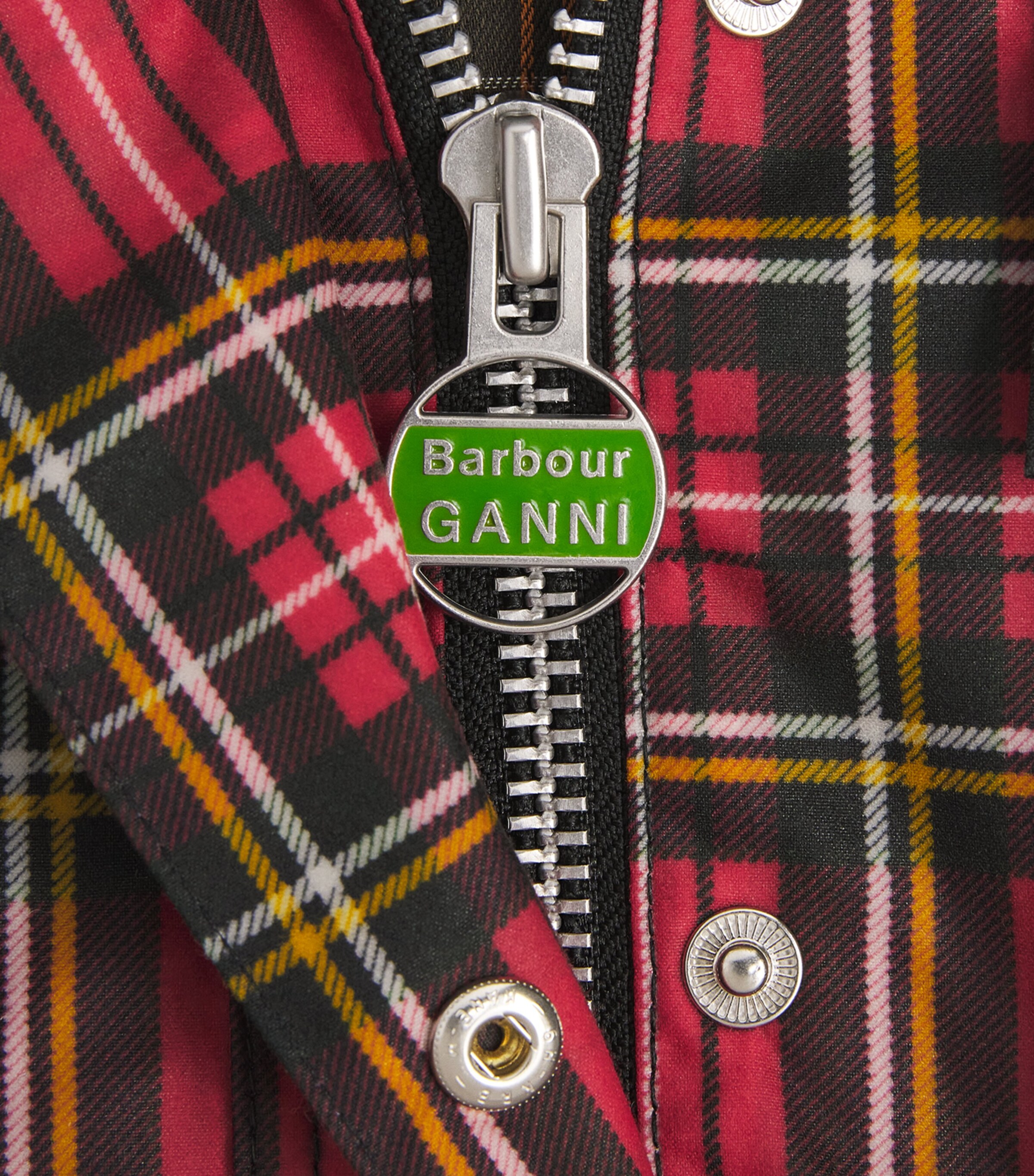 x GANNI Waxed Tartan Peplum Coat CLS/RYLST/CHR/CLSCTR Image 5