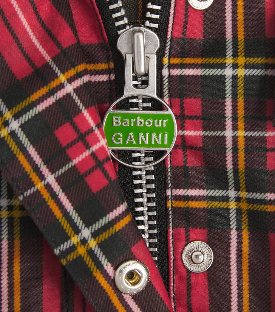 x GANNI Waxed Tartan Peplum Coat CLS/RYLST/CHR/CLSCTR Image 5