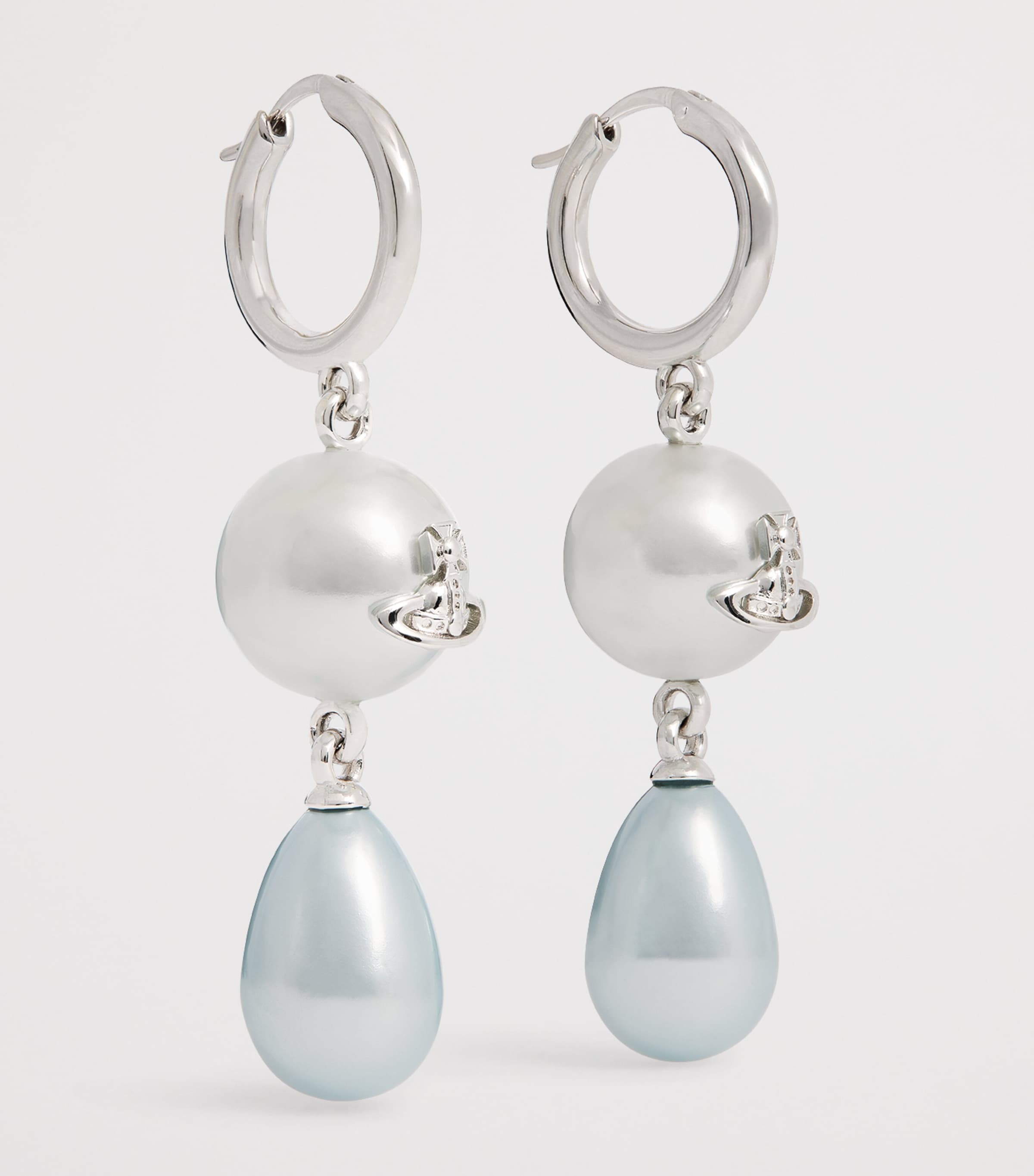 Vivienne Westwood Faux Pearl Martha Drop Earrings Platnium/light Blue Image 3