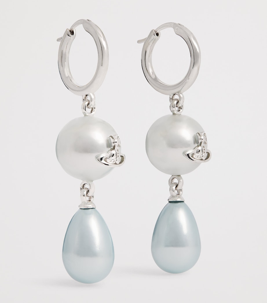 Vivienne Westwood Faux Pearl Martha Drop Earrings Platnium/light Blue Image 3