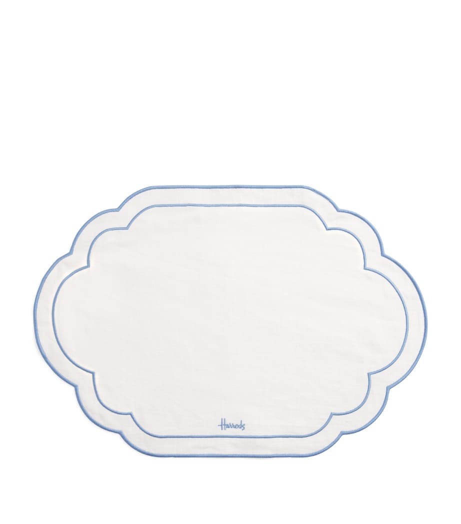 Harrods Linen Embroidered Placemat Blue Image 1