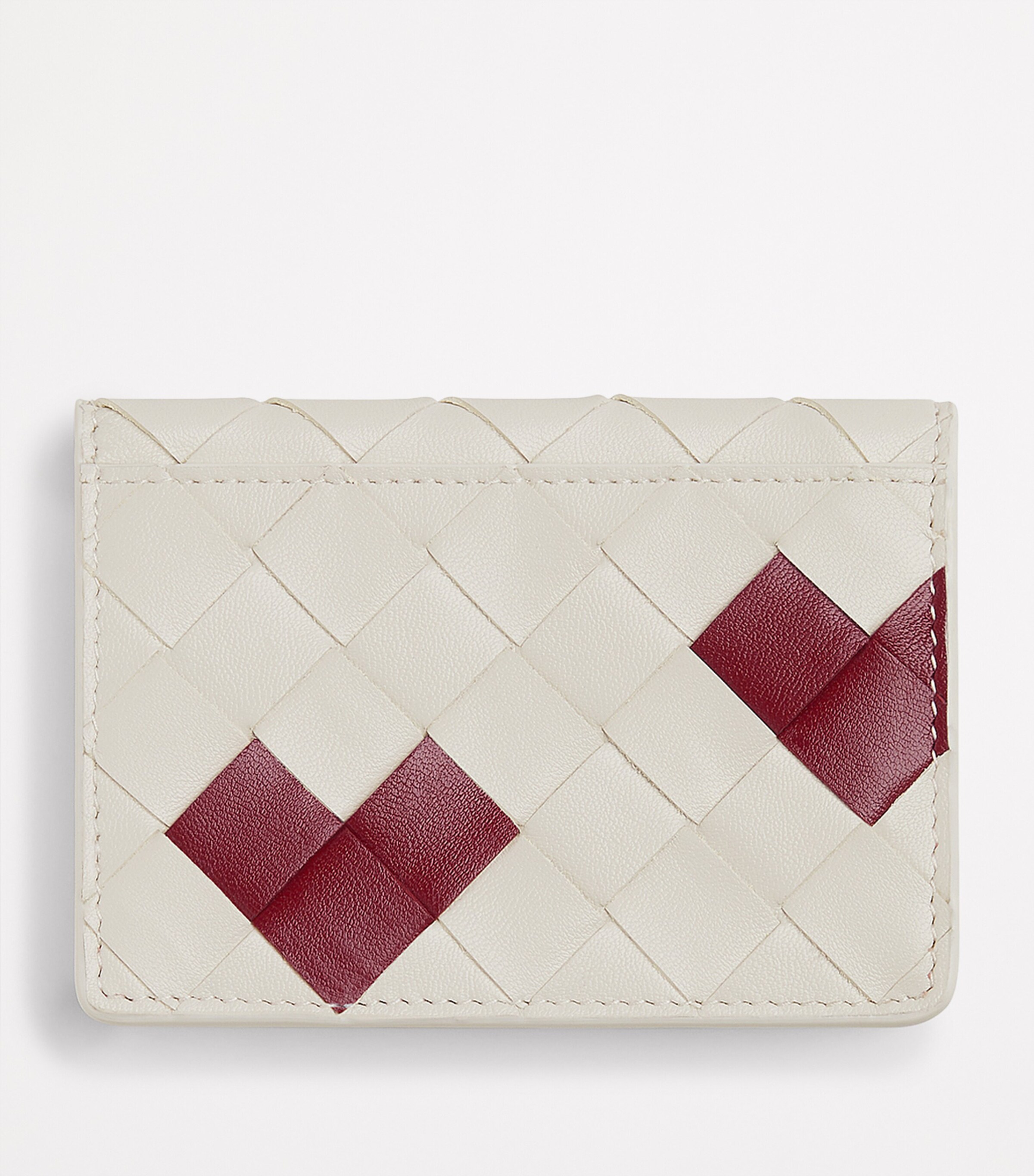 Bottega Veneta White Leather Intrecciato Business Card Holder