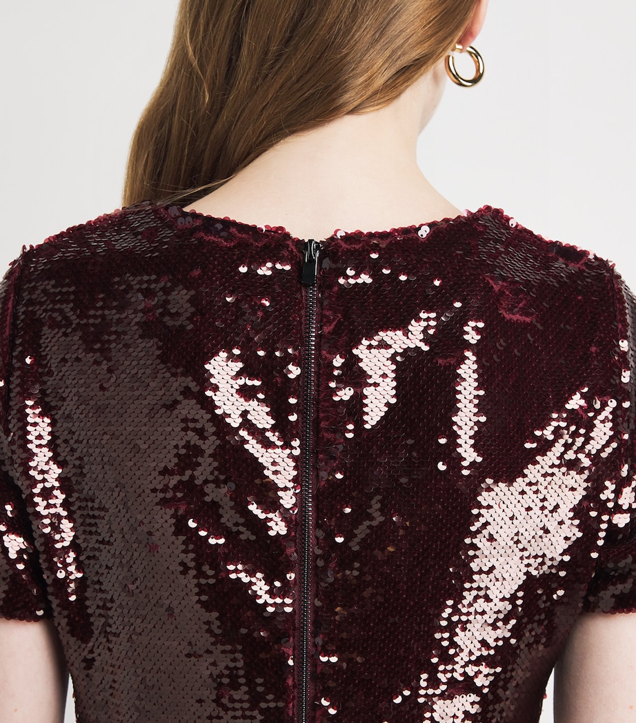 Sequinned Mini Dress BURGUNDY Image 4
