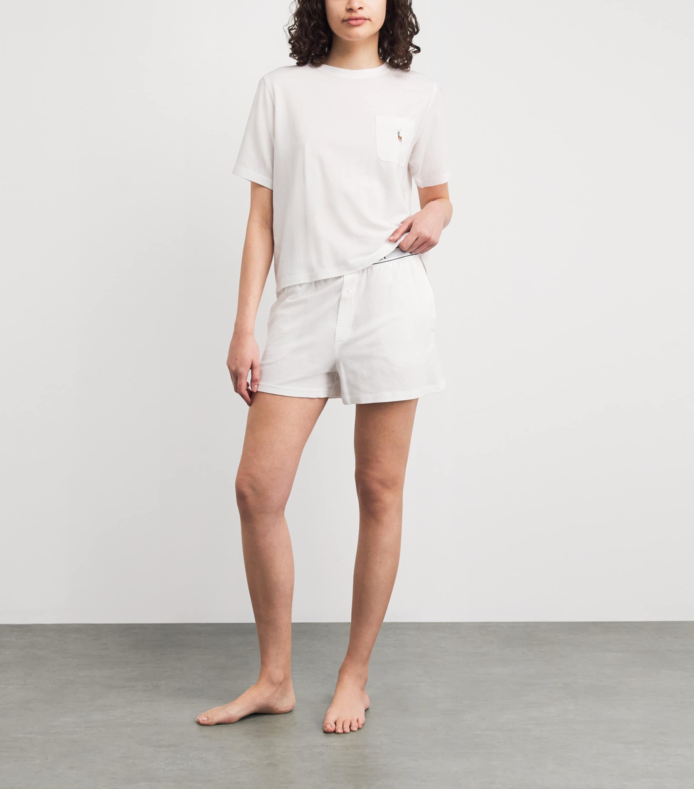 Polo Ralph Lauren Womens Cotton-Modal Short Pyjama Set White Cloud Image 2