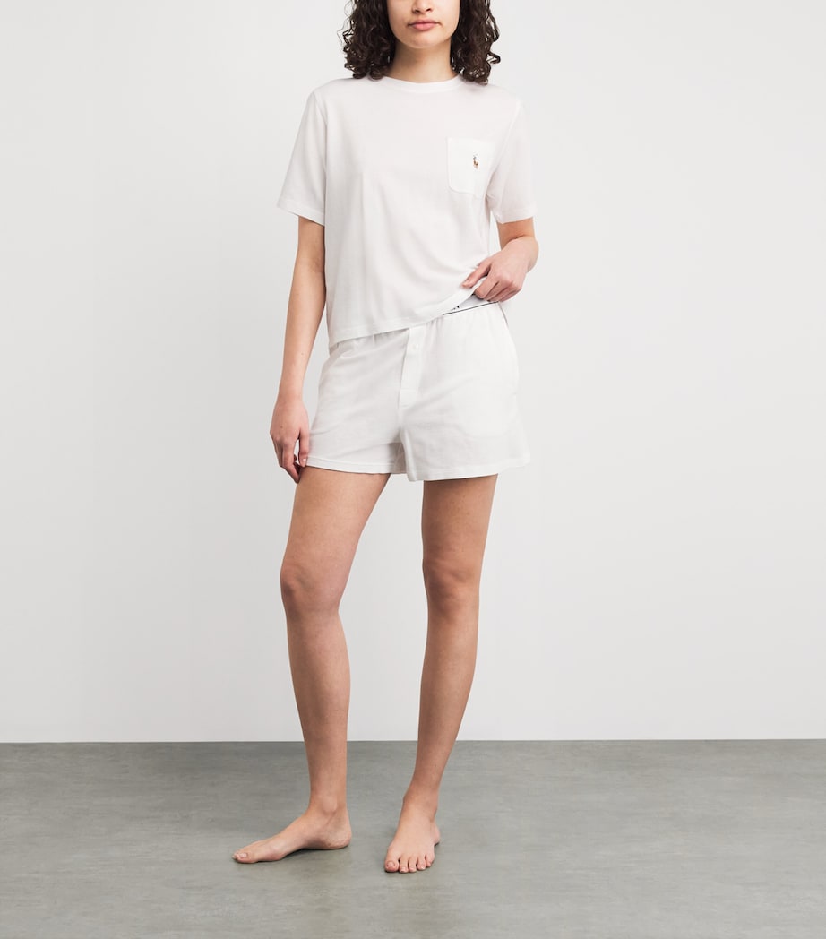 Polo Ralph Lauren Womens Cotton-Modal Short Pyjama Set White Cloud Image 2