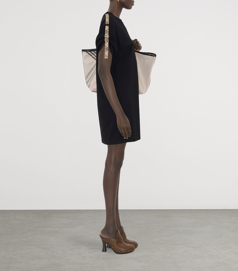 Cotton Check-Trim Mini Dress BLACK Image 6