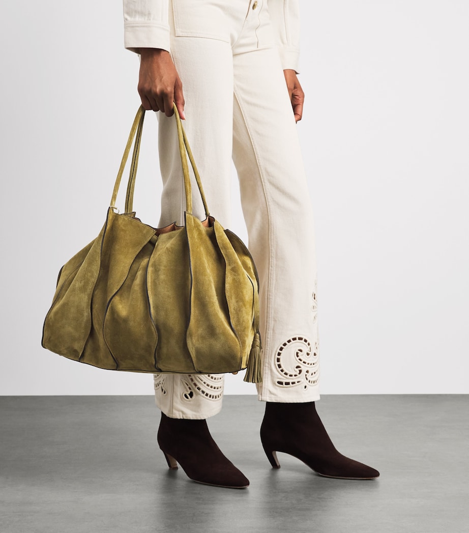 Ulla Johnson Womens Suede Adria Tote Bag Olive Image 4