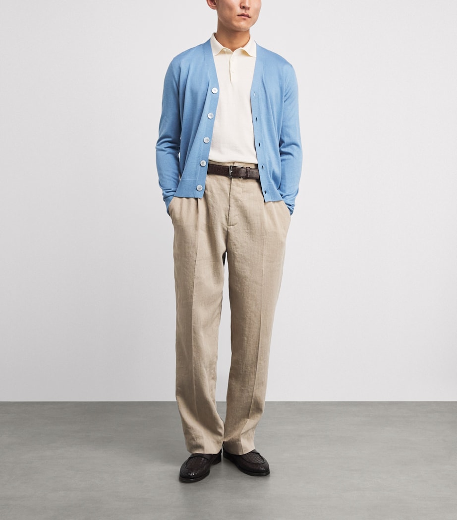 Isaia Mens Silk-Cashmere Cardigan Image 2