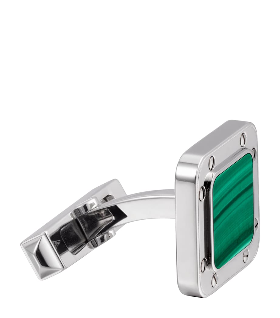Sterling Silver and Malachite Santos de Cartier Cufflinks METAL Image 3
