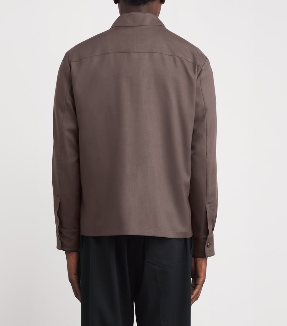 Colombo Mens Worsted Cashmere Shirt Jacket Dark Brown Image 4
