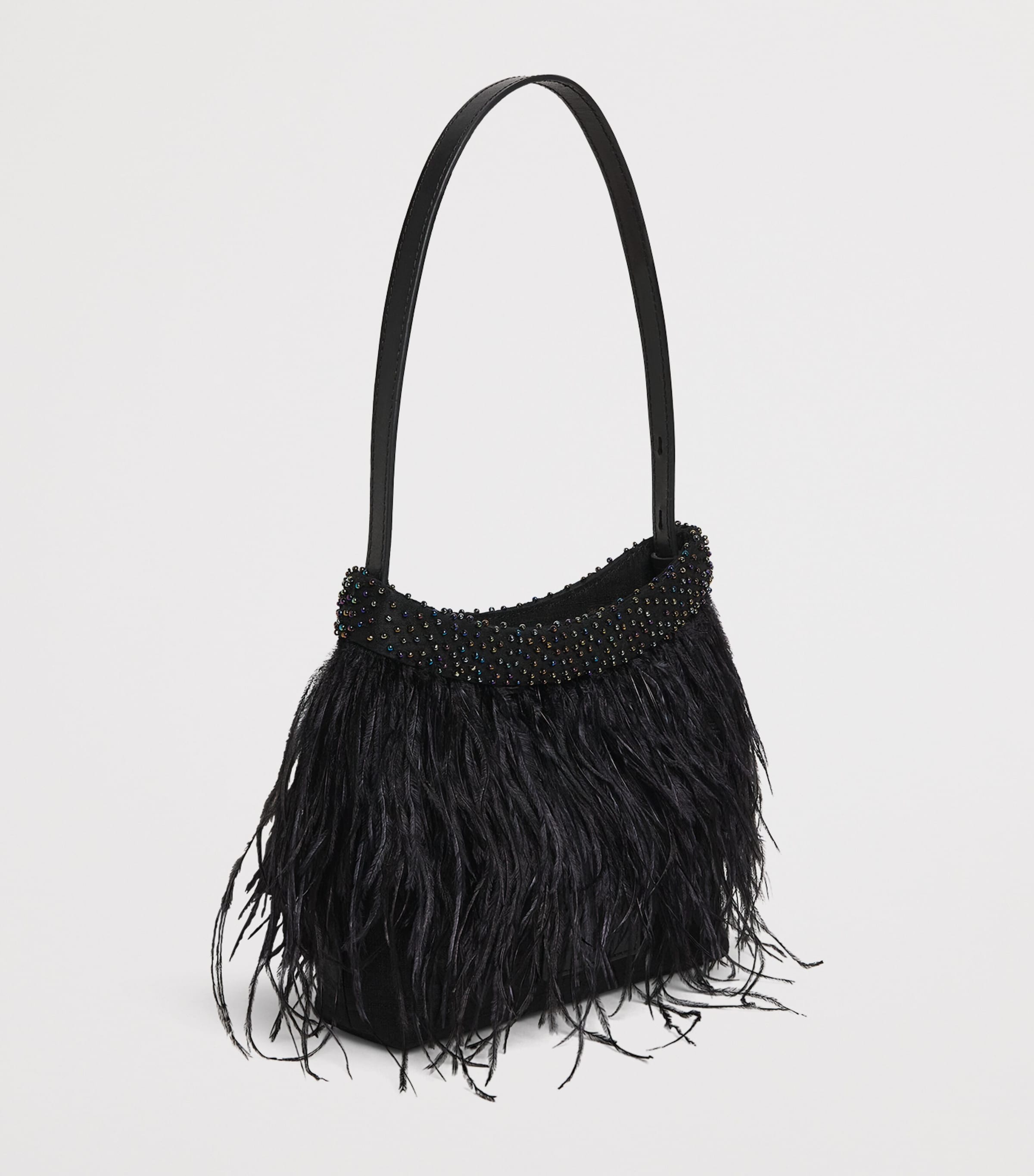 STAUD Satin Feather Winslow Shoulder Bag Blk Black Image 3