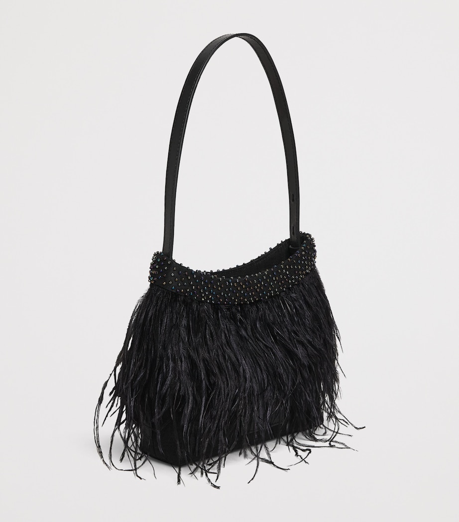 STAUD Satin Feather Winslow Shoulder Bag Blk Black Image 3