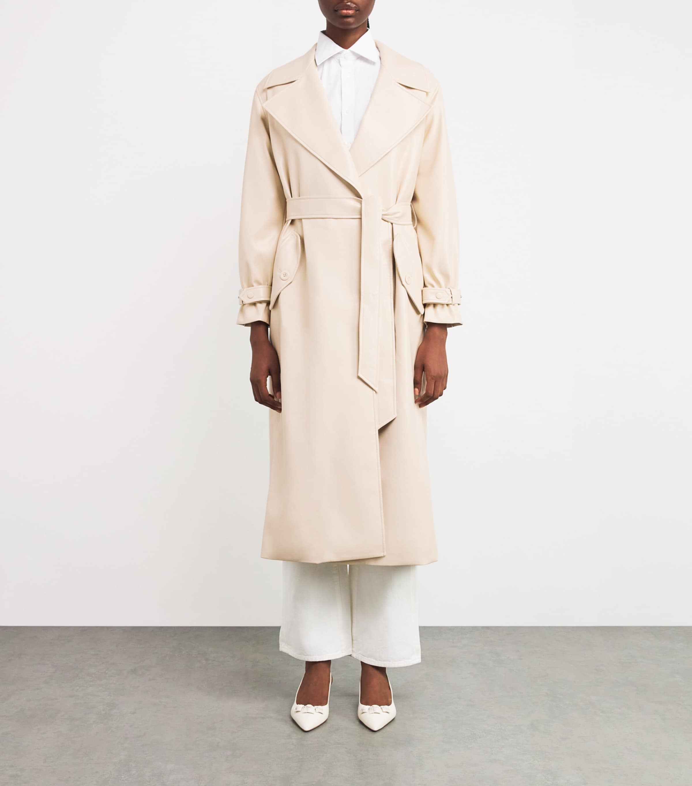 Alice+Olivia Faux Leather Sullivan Trench Coat | Harrods US