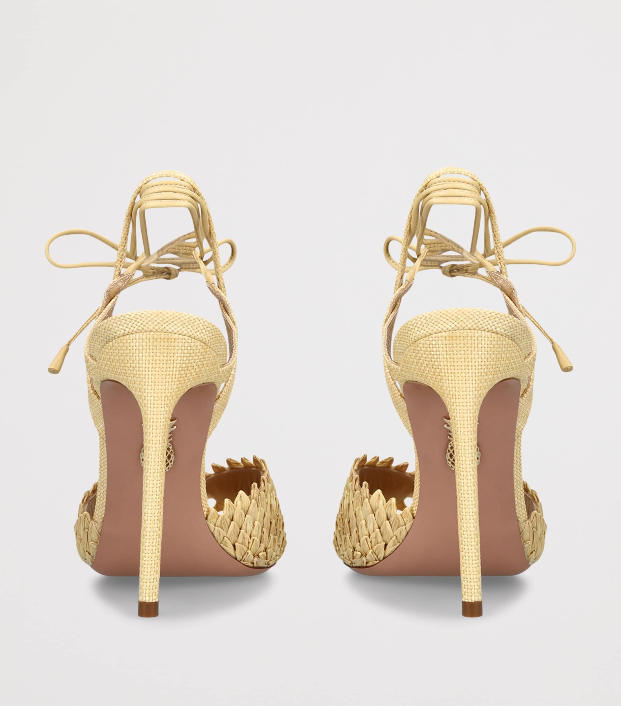 Aquazzura Raffia Rio Flirt Heeled Sandals 105 Beige Image 2