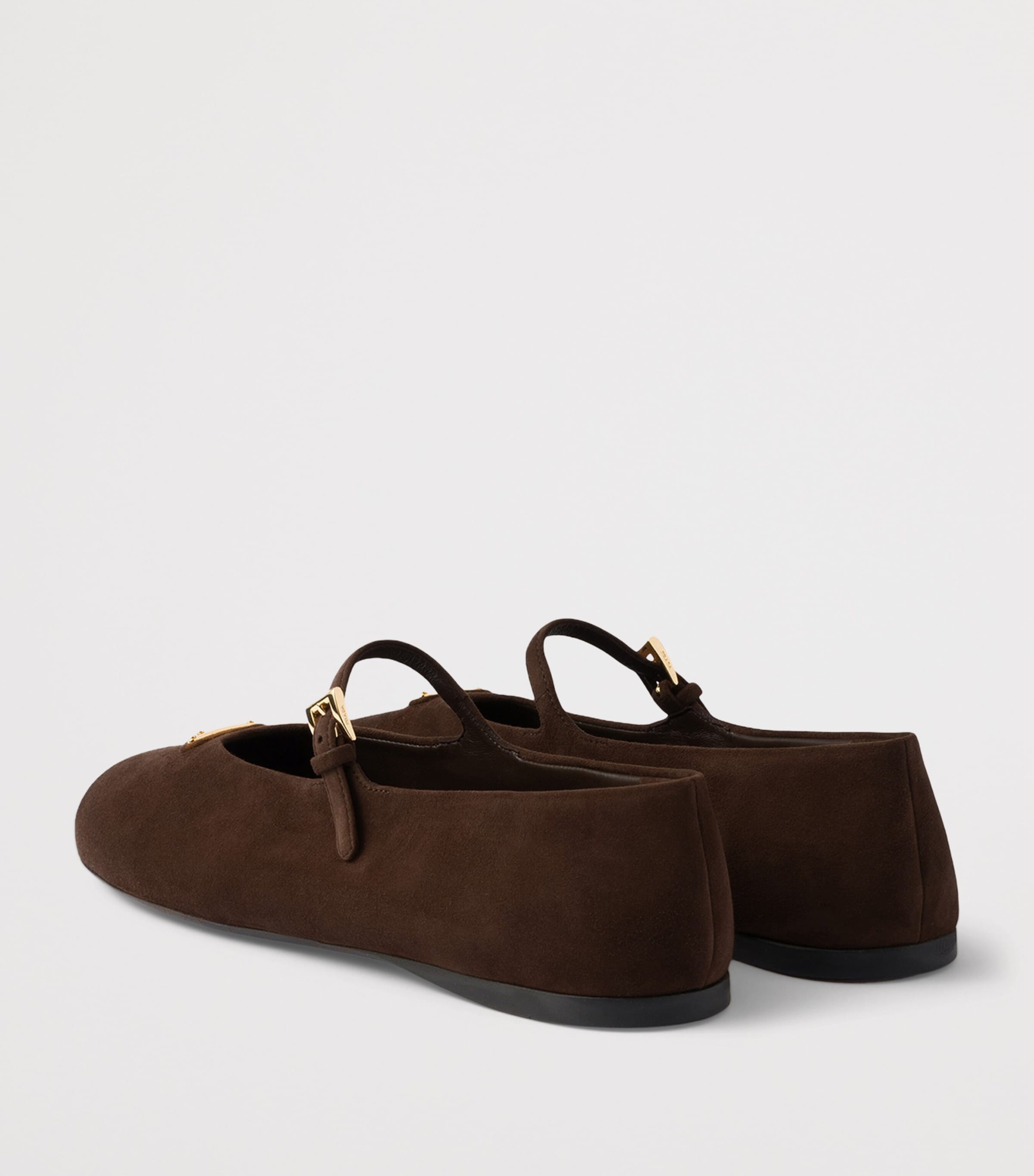 Prada Suede Logo Ballet Flats Brown Image 4
