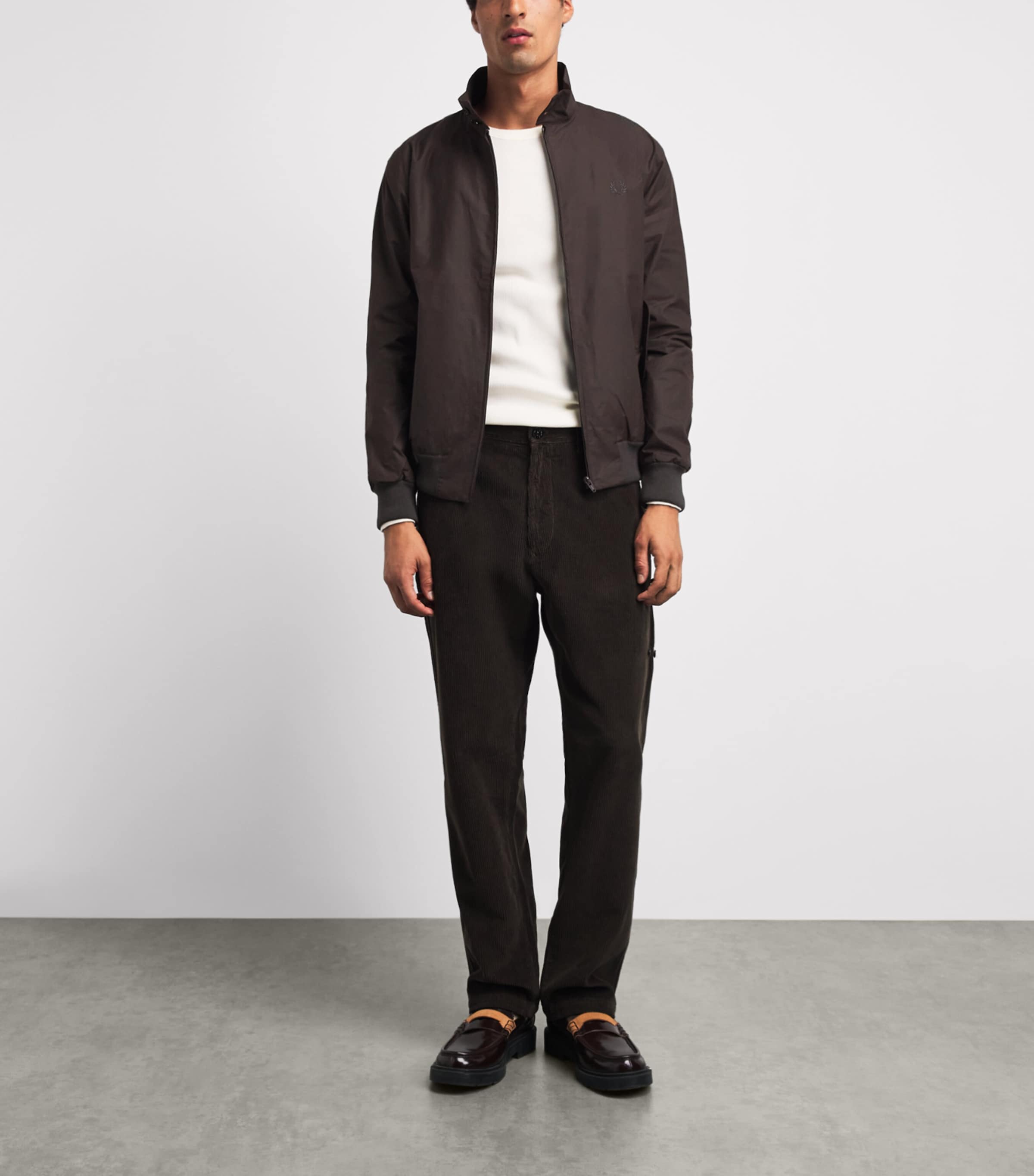 Fred Perry Mens Cotton Harrington Jacket Cedar Brown Image 2