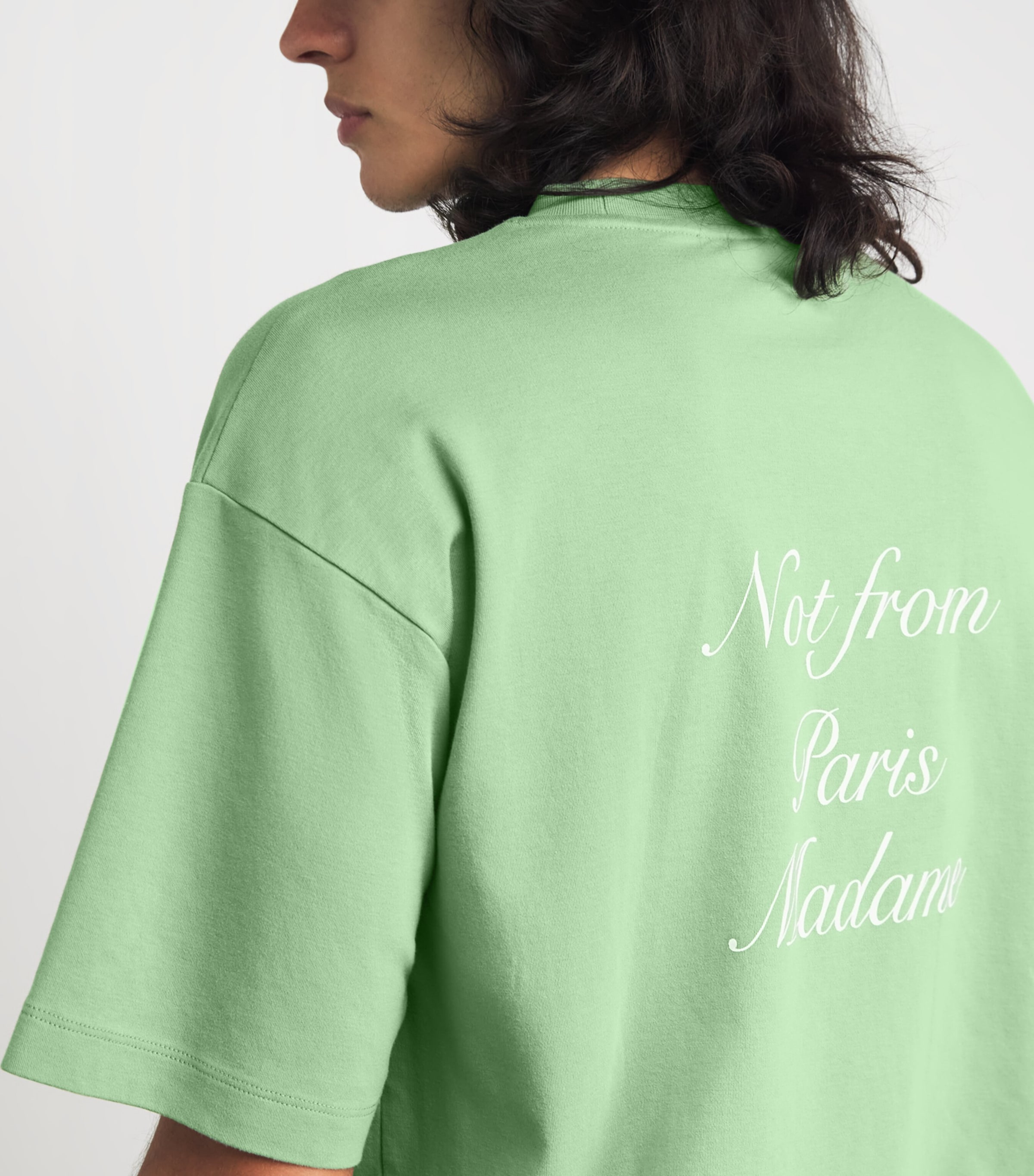 Drôle De Monsieur Mens Cotton Slogan T-Shirt Light Green Image 3