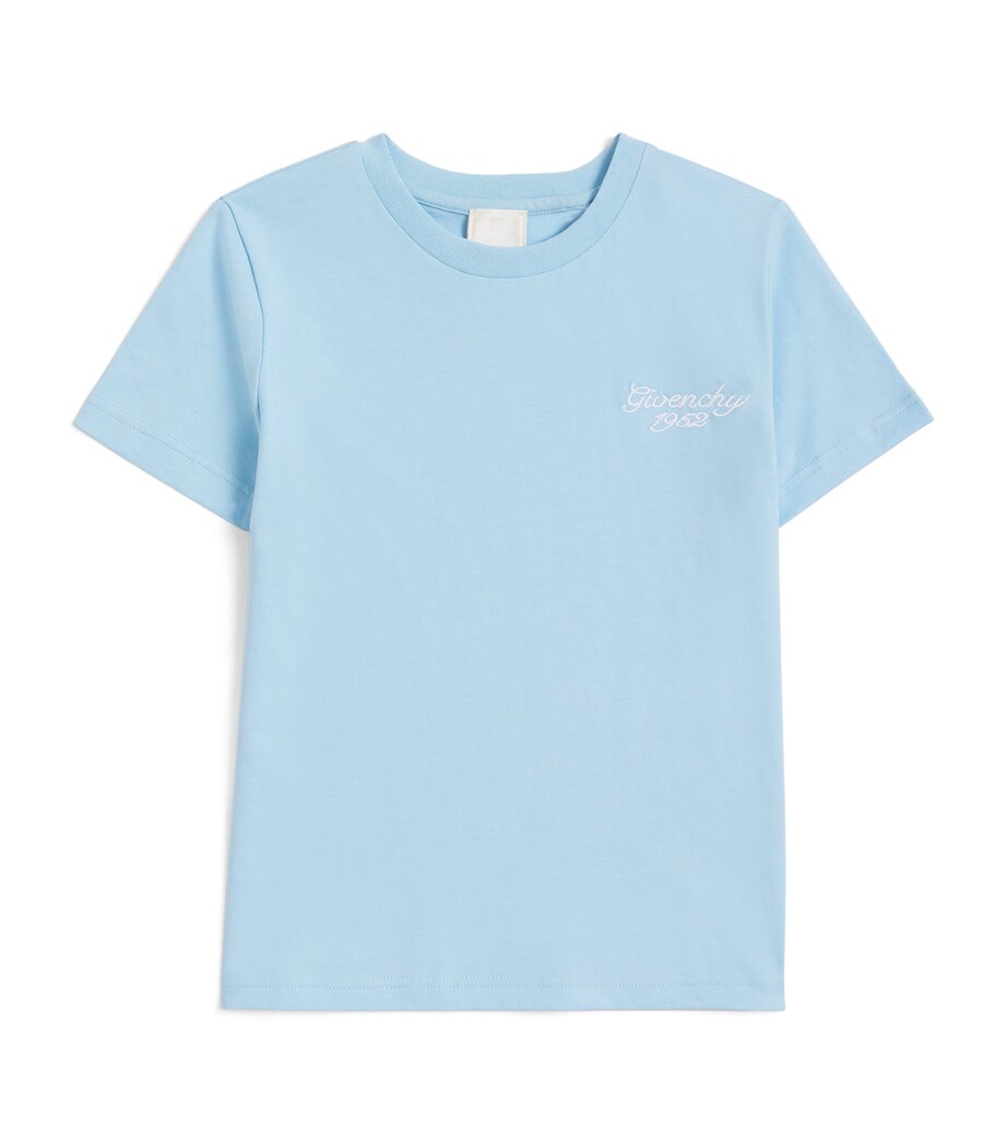 Givenchy Kids Cotton Embroidered Logo T-Shirt (4-12+ Years) Sea Image 1