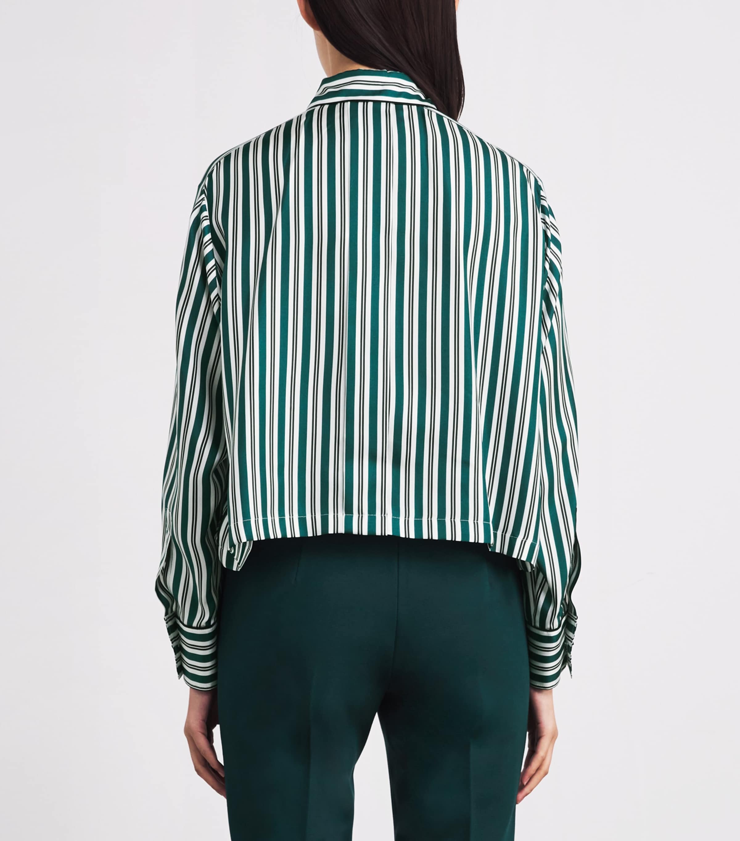 Silk Stripe Shirt DARK GREEN Image 4